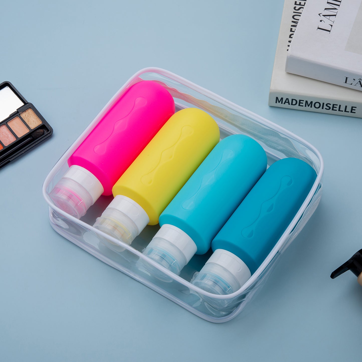 Mrsdry Travel Bottles for Toiletries, Tsa Approved Travel 6oz Size Containers with Clear Bag, BPA Free Leak Proof Travel Tubs Refillable Liquid Travel Accessories for Cometic Shampoo Lotion