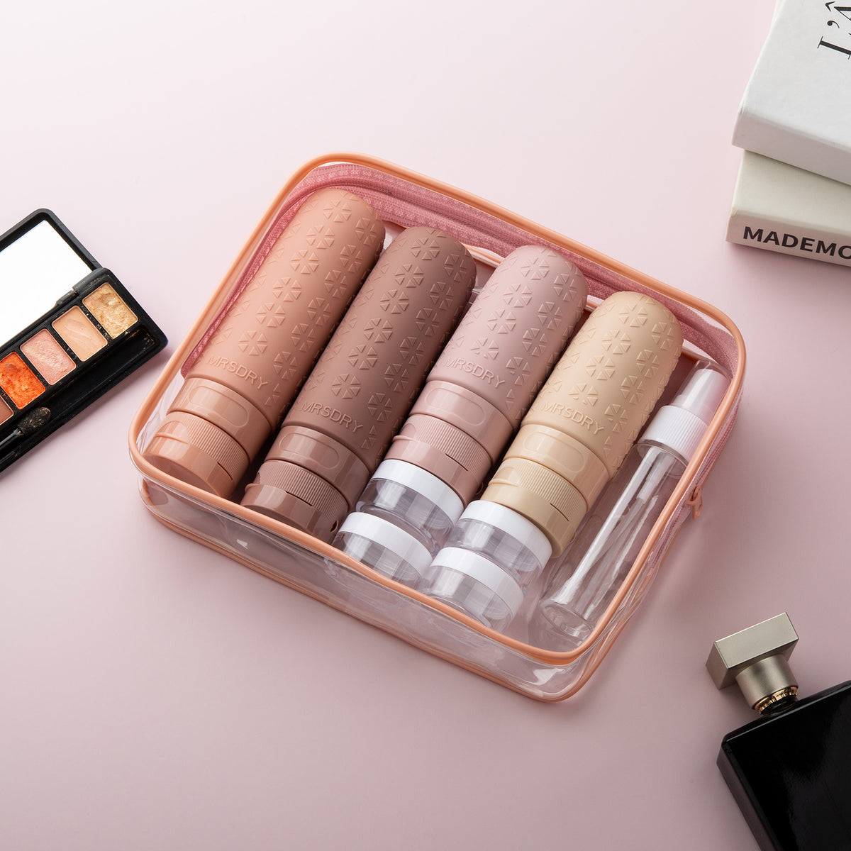Mrsdry Travel Size Toiletries, TSA Approved Silicone Travel Containers for Toiletries, Leak Proof Refillable Liqus Shampoo And Conditioner travel Essentials toiletry Bottles (18 Pack)