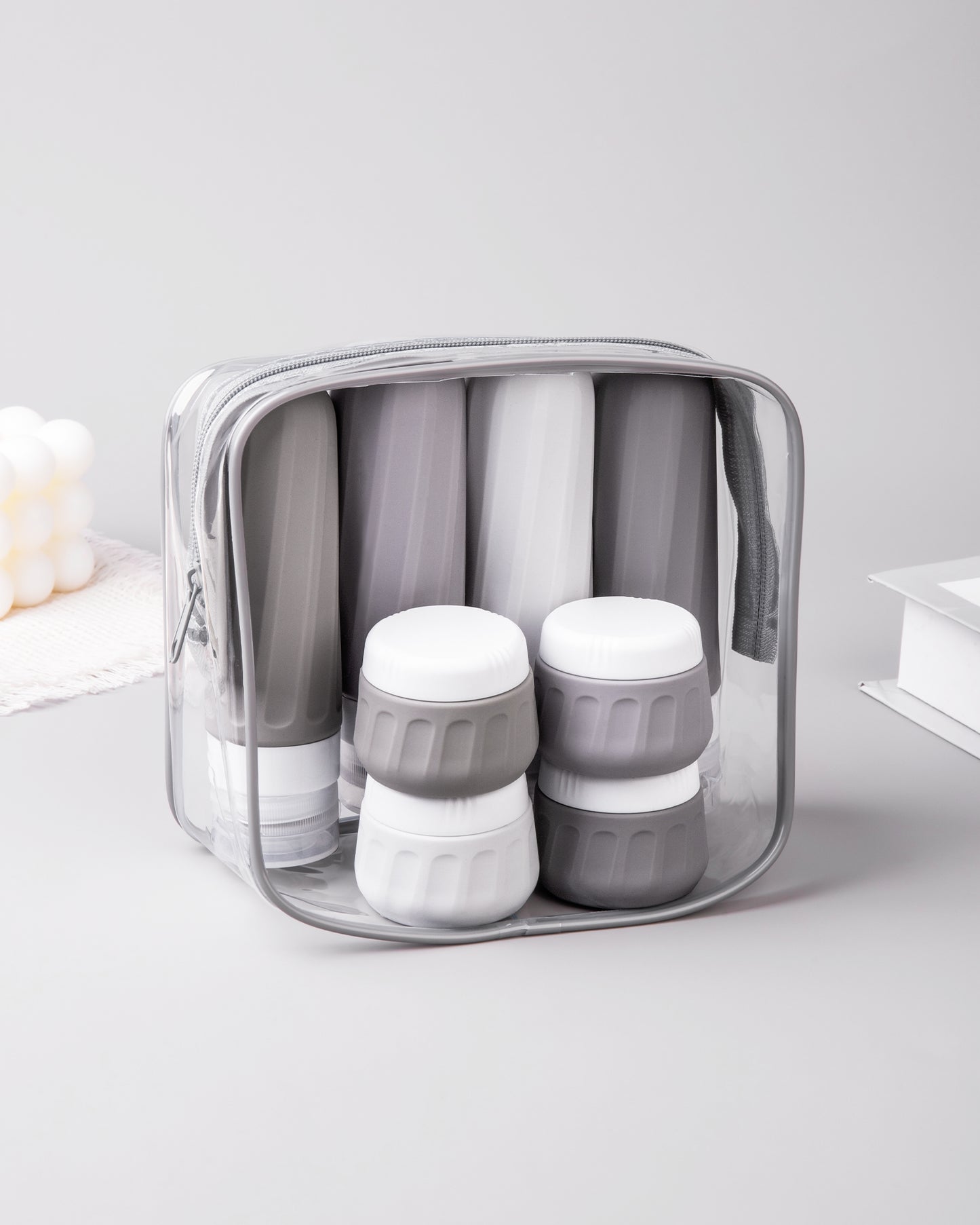 Mrsdry Travel Bottles for Toiletries 8 Pack, Travel Size Toiletries, Tsa Approved Travel Size Containers 3oz, with Travel Essentials Clear Bag, Leak Proof Silicone Squeezable Creams Jars