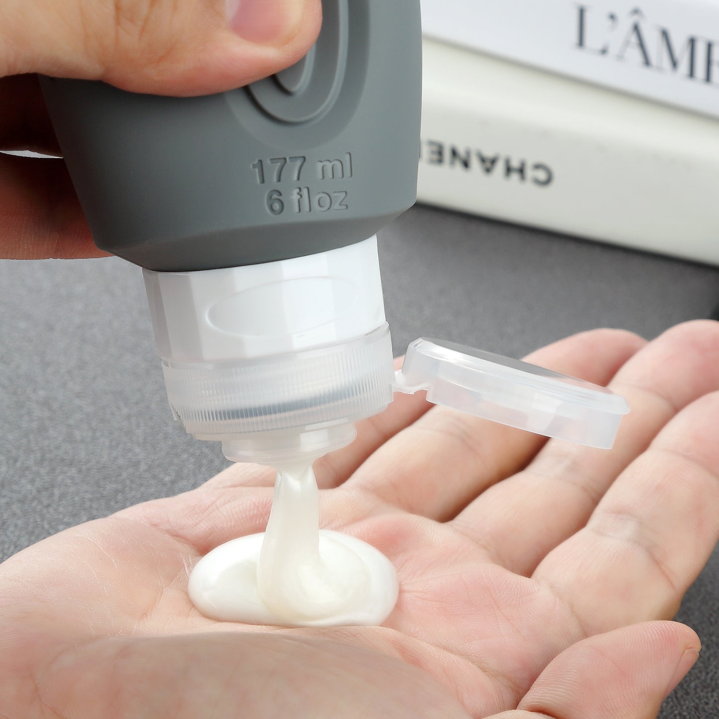 Mrsdry Travel Bottles for Toiletries, Large 6oz Oversize Containers, BPA Free Leak Proof Tubs Refillable Liquid Travel Accessories with Toiletry Bag for Cometic Shampoo and Lotion Soap (4 Pack)