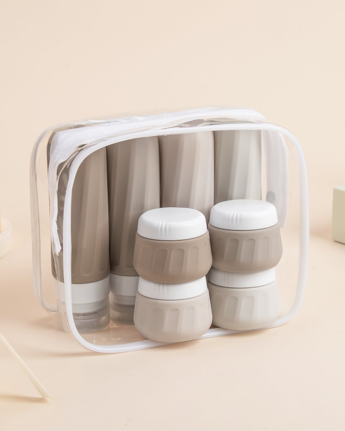 Mrsdry Travel Bottles for Toiletries 8 Pack, Travel Size Toiletries, Tsa Approved Travel Size Containers 3oz, with Travel Essentials Clear Bag, Leak Proof Silicone Squeezable Creams Jars