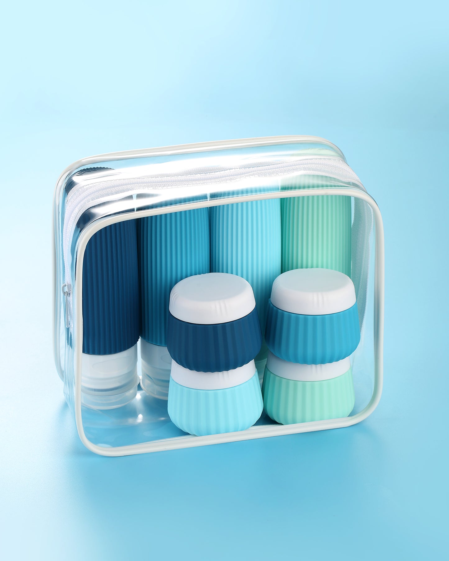Mrsdry Travel Bottles for Toiletries 8 Pack, Tsa Approved Travel Size Toiletries 3 oz, Containers for Toiletries, with Clear Bag, Leak Proof Silicone Squeezable Essentials Creams Jars