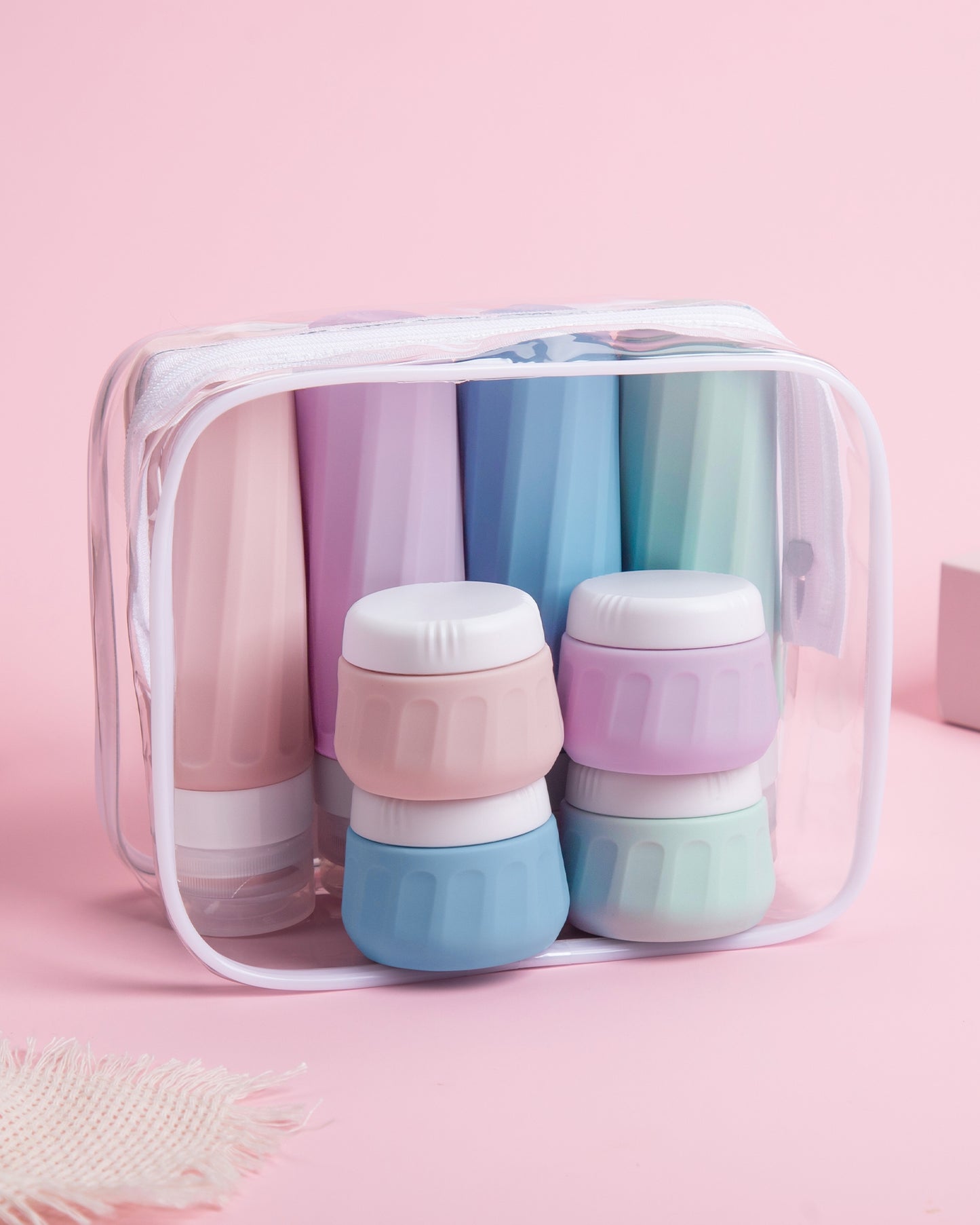 Mrsdry Travel Bottles for Toiletries 8 Pack, Travel Size Toiletries, Tsa Approved Travel Size Containers 3oz, with Travel Essentials Clear Bag, Leak Proof Silicone Squeezable Creams Jars