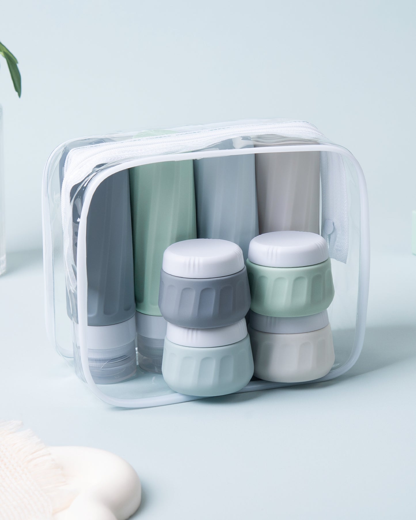 Mrsdry Travel Bottles for Toiletries 8 Pack, Travel Size Toiletries, Tsa Approved Travel Size Containers 3oz, with Travel Essentials Clear Bag, Leak Proof Silicone Squeezable Creams Jars