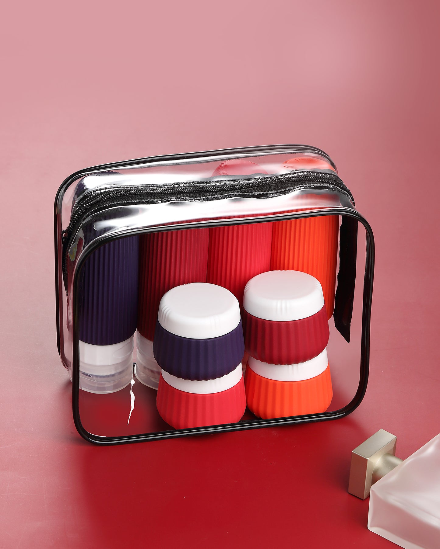 Mrsdry Travel Bottles - 8 Pack, TSA Approved 3 oz Travel Containers for Toiletries, Clear Bag, Leak Proof Silicone Squeezable Essentials Jars
