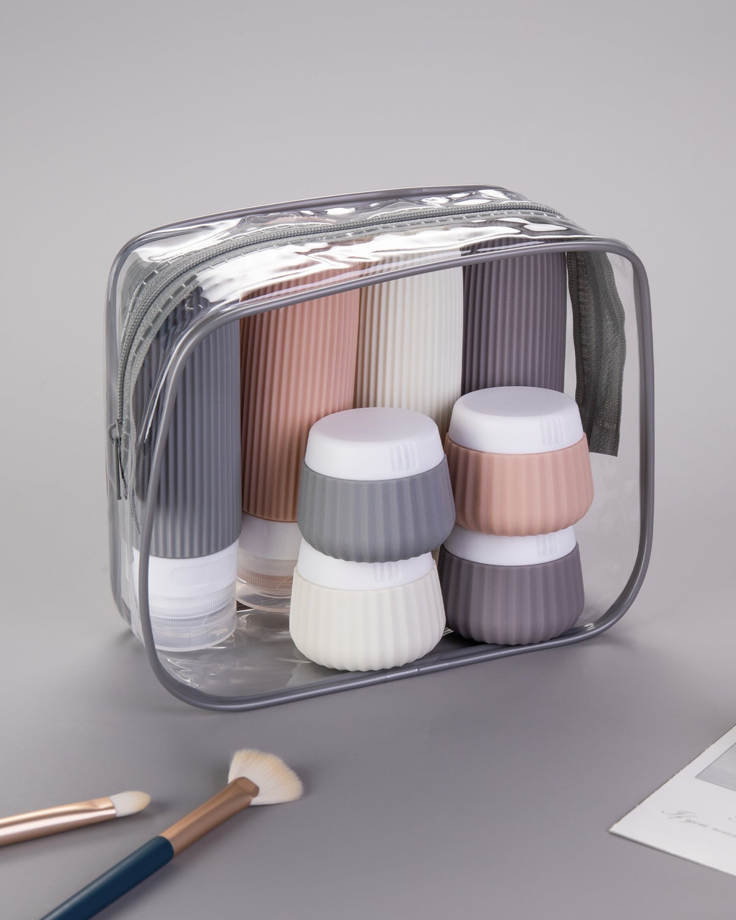 Mrsdry Travel Bottles for Toiletries 8 Pack, Tsa Approved Travel Size Toiletries 3 oz, Travel Containers for Toiletries, with Clear Bag, Leak Proof Silicone Squeezable Travel Essentials Creams Jars