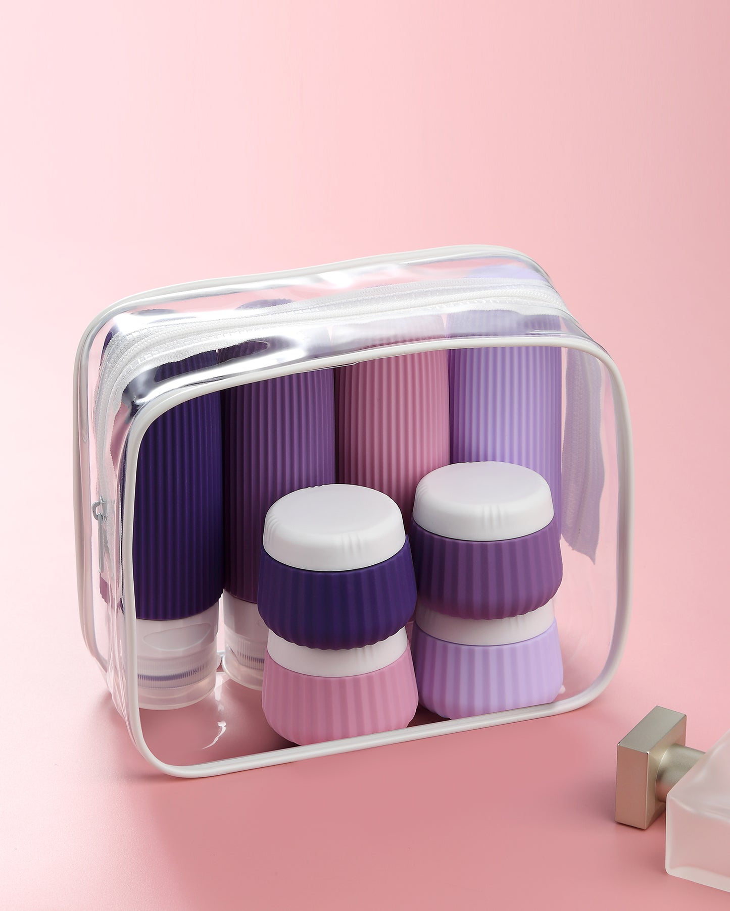 Mrsdry Travel Bottles - 8 Pack, TSA Approved 3 oz Travel Containers for Toiletries, Clear Bag, Leak Proof Silicone Squeezable Essentials Jars