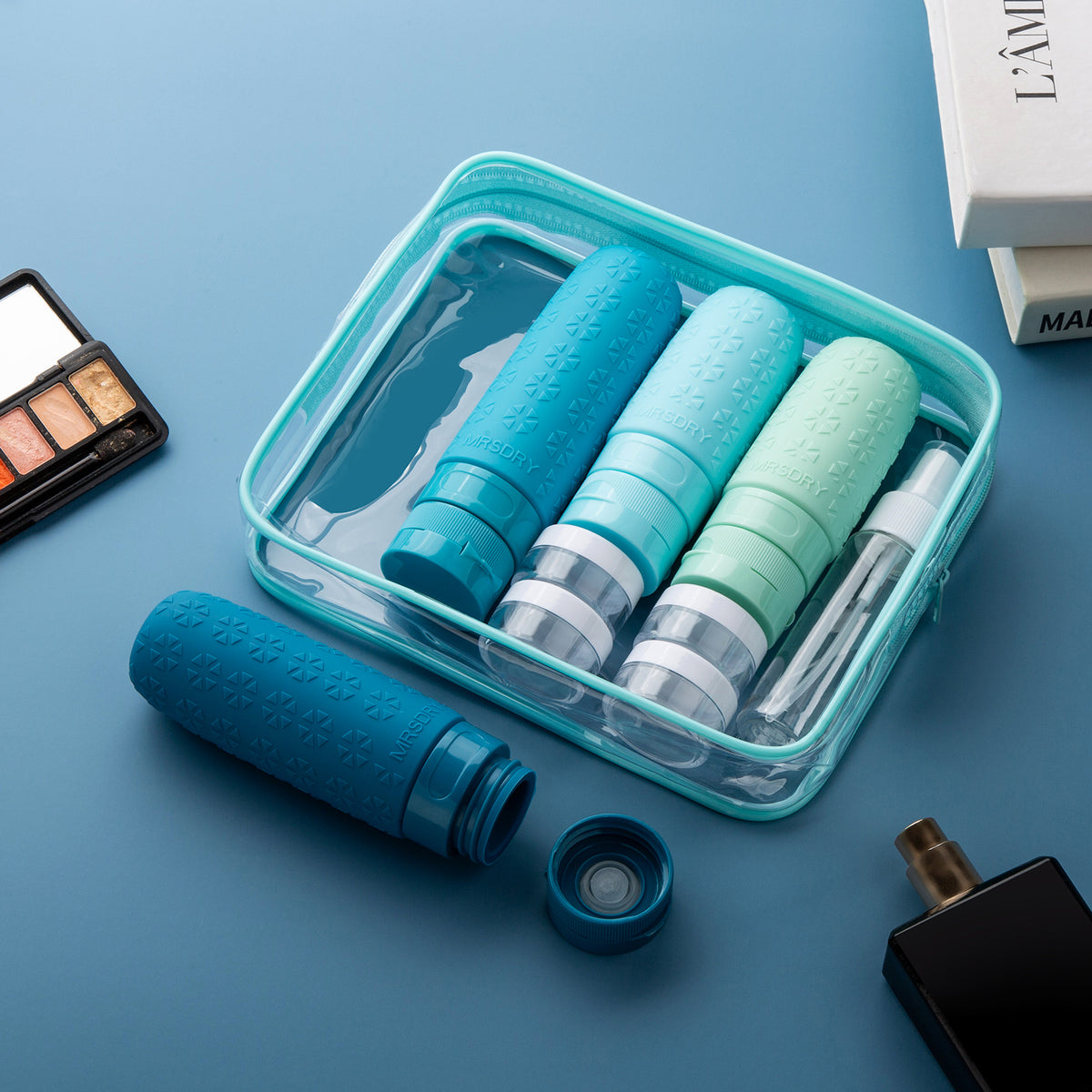 Mrsdry Travel Size Toiletries, TSA Approved Silicone Travel Containers for Toiletries, Leak Proof Refillable Liqus Shampoo And Conditioner travel Essentials toiletry Bottles (18 Pack)