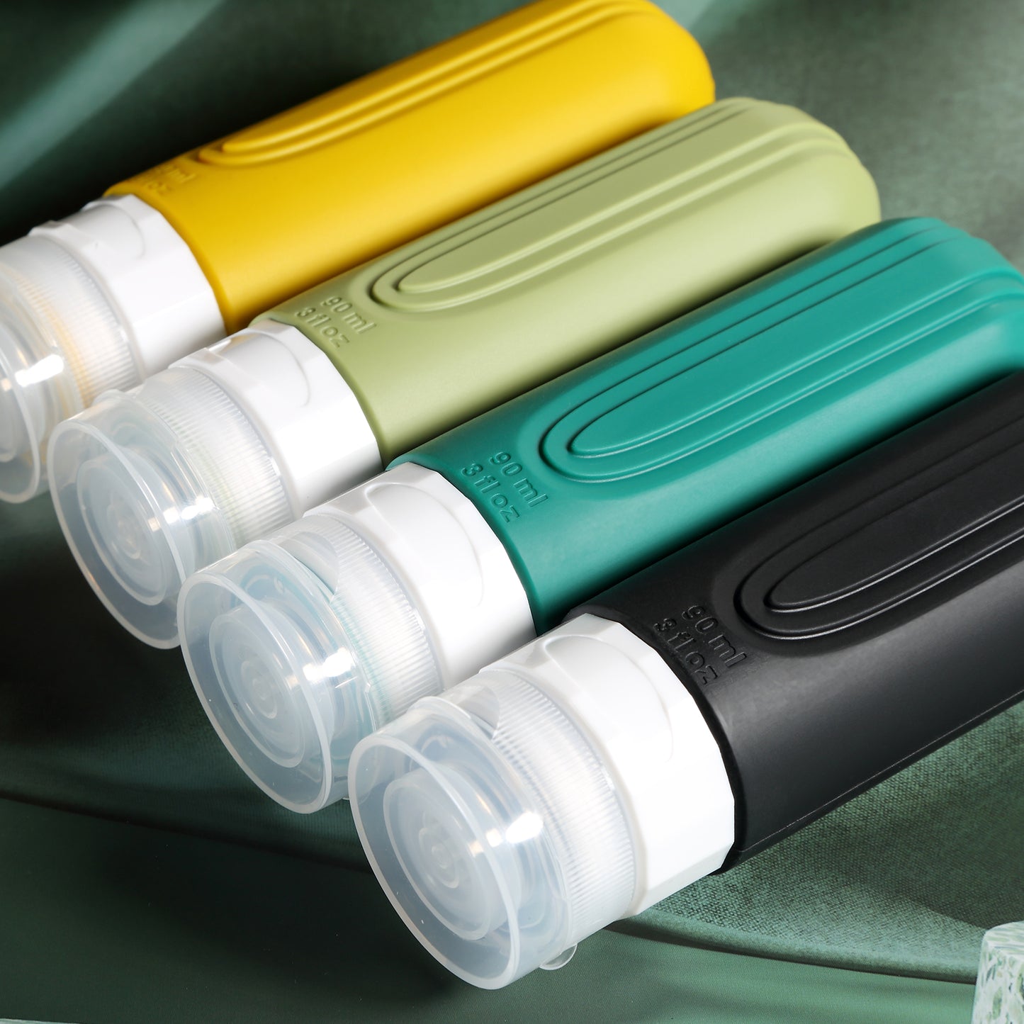 Mrsdry Travel Bottles for Toiletries, Tsa Approved 3oz Travel Size Containers BPA Free Leak Proof Refillable Liquid Silicone Squeezable Travel Accessories for Shampoo Conditioner Lotion (4 Pack)