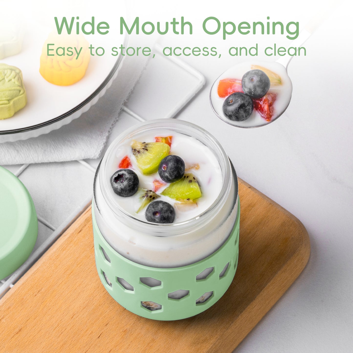Mrsdry 4-Pack 16oz Glass Mason Jars with Silicone Sleeves, Airtight BPA-Free Overnight Oats Containers with Lids, Dishwasher Safe Leak-Proof Meal Prep Jars for Chia Pudding, Yogurt, Snacks