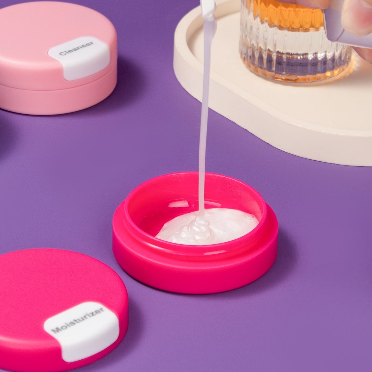 Mrsdry Travel Containers for Toiletries, Silicone Cream Jars TSA Approved Travel Size Containers with Clear Bag, Leak-proof Travel Accessories with Lid for Cosmetic Face Body Hand Cream (4 Pack)