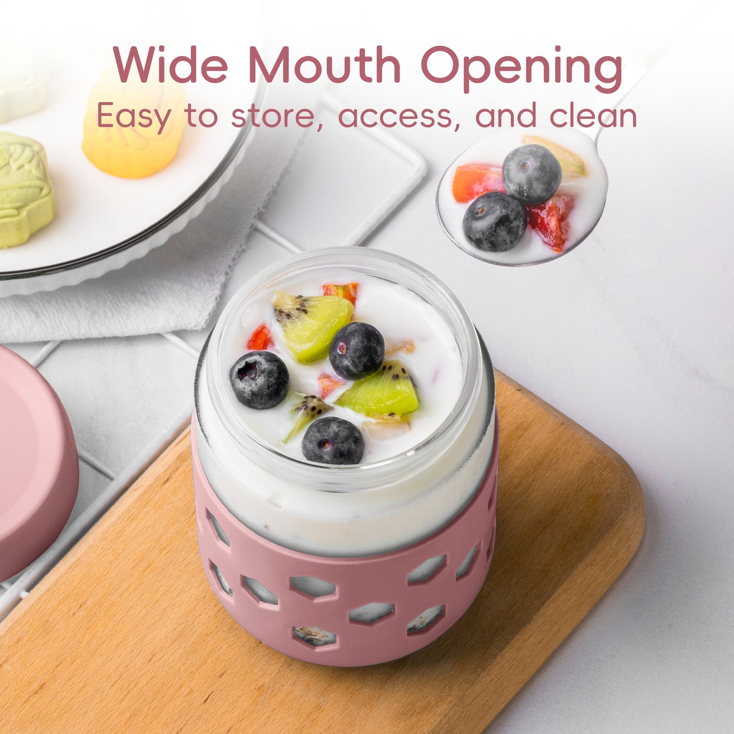 Mrsdry 4-Pack 16oz Glass Mason Jars with Silicone Sleeves, Airtight BPA-Free Overnight Oats Containers with Lids, Dishwasher Safe Leak-Proof Meal Prep Jars for Chia Pudding, Yogurt, Snacks