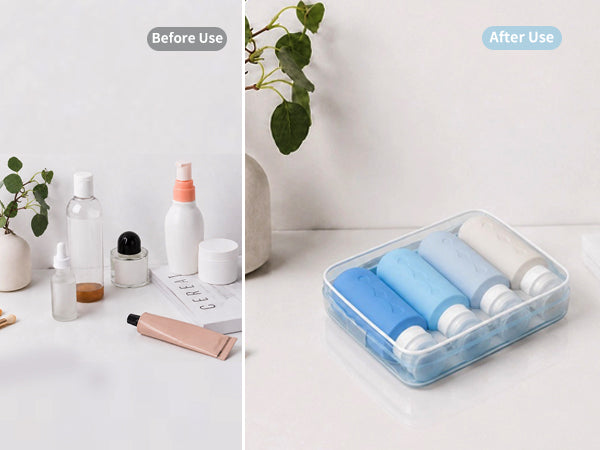 Mrsdry Travel Bottles for Toiletries, Tsa Approved Travel 6oz Size Containers with Clear Bag, BPA Free Leak Proof Travel Tubs Refillable Liquid Travel Accessories for Cometic Shampoo Lotion