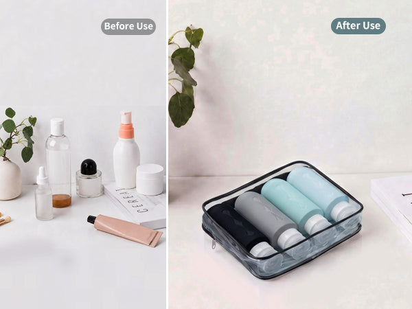 Mrsdry Travel Bottles for Toiletries, Tsa Approved Travel 6oz Size Containers with Clear Bag, BPA Free Leak Proof Travel Tubs Refillable Liquid Travel Accessories for Cometic Shampoo Lotion