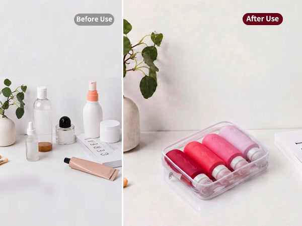 Mrsdry Travel Bottles for Toiletries, Tsa Approved Travel 6oz Size Containers with Clear Bag, BPA Free Leak Proof Travel Tubs Refillable Liquid Travel Accessories for Cometic Shampoo Lotion