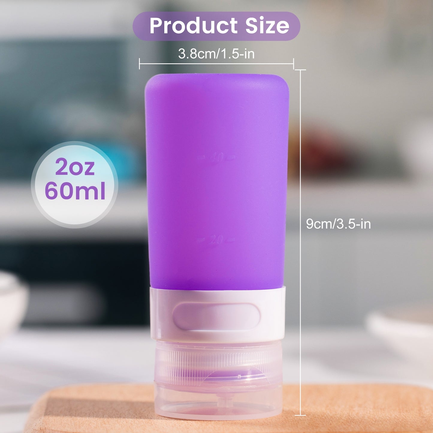 Mrsdry Condiment Squeeze Bottles for Sauces, 2-oz Mini Silicone Salad Dressing Container to Go with Snack Storage Bag, Leakproof Sauce Bottles for Lunch Box, 4 Pack, Purple