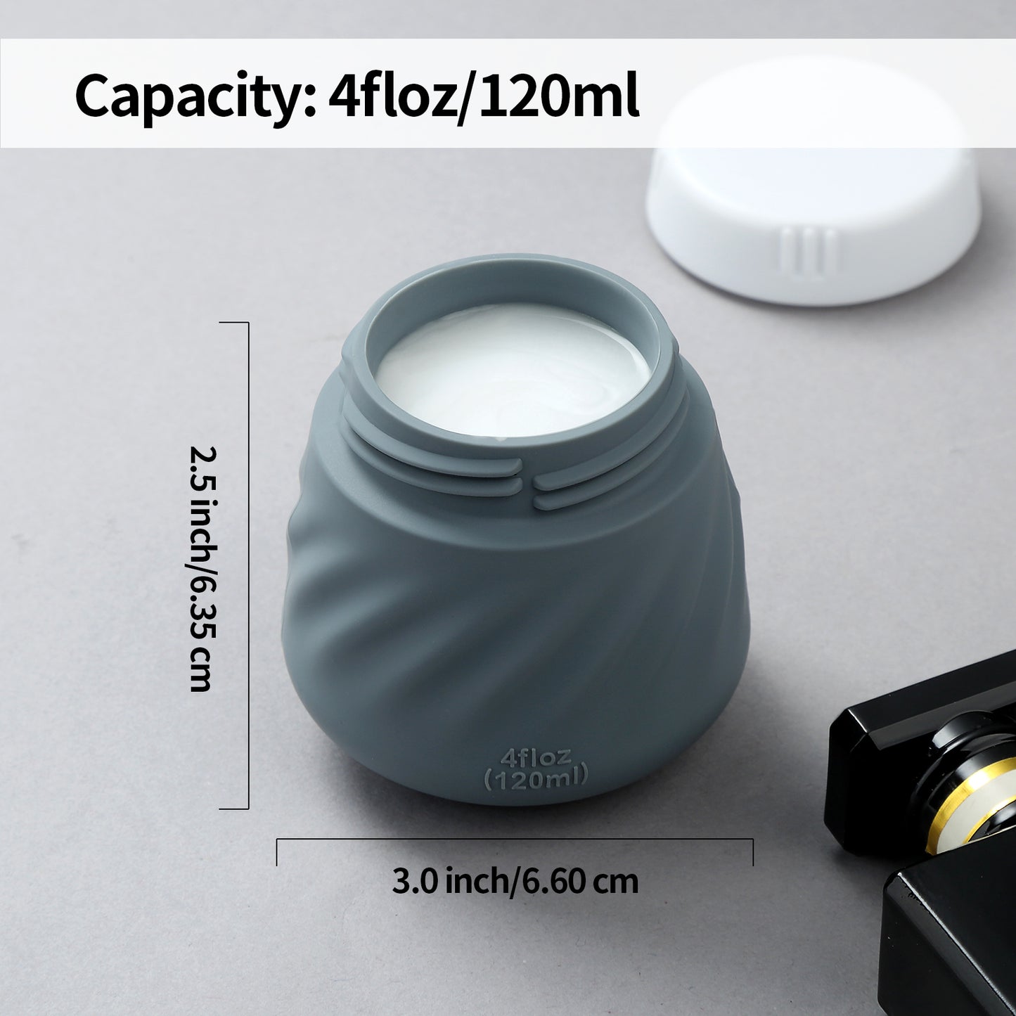 Mrsdry Travel Containers for Toiletries, Silicone Cream Jars TSA Approved Travel Size Containers with Clear Bag, Leak-proof Travel Accessories with Lid for Cosmetic Face Body Hand Cream (4 Pack)