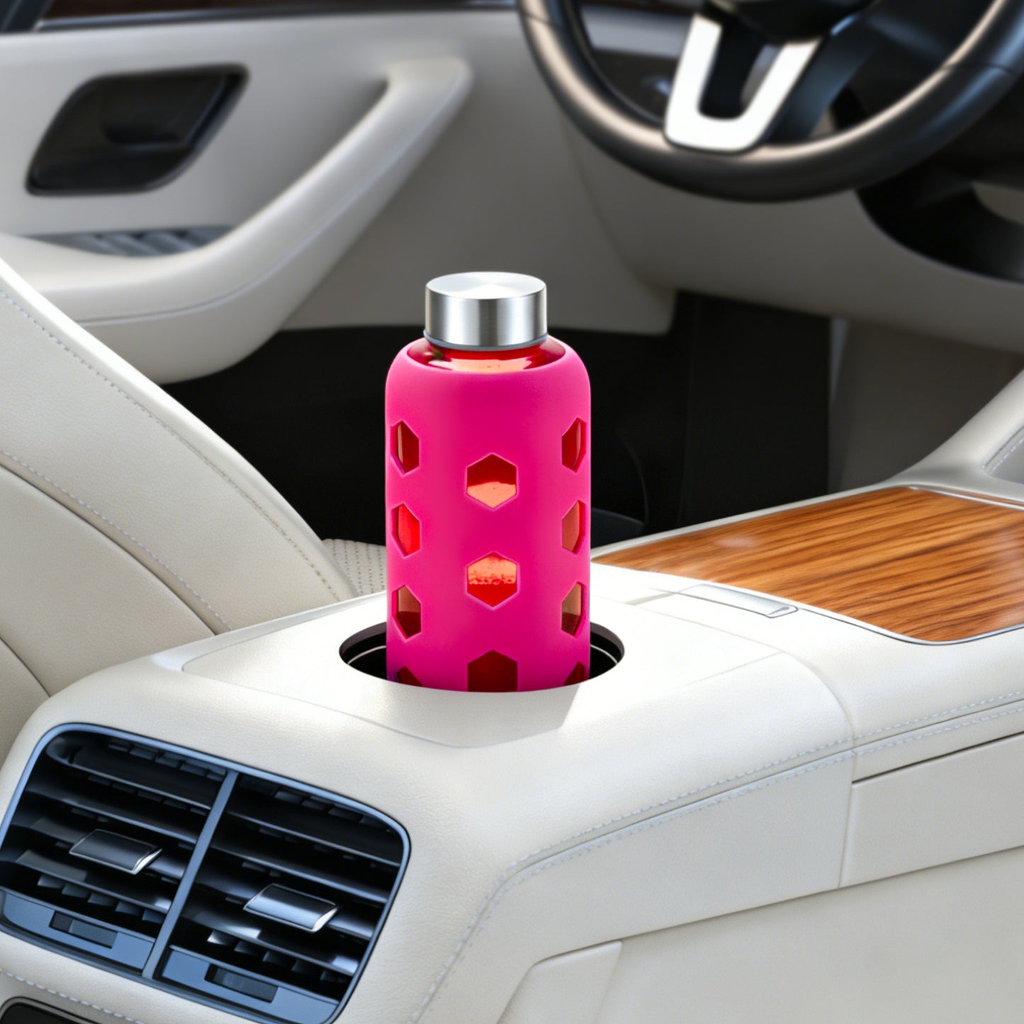 Glass Juice Bottles with Lids and Silicone Sleeves 18 oz, 4-Pack Reusable Clear Glass Water Bottles with Stainless Steel Airtight Cap for Juicing, Refrigerator, BPA Free Leak-Proof Drinking Jar