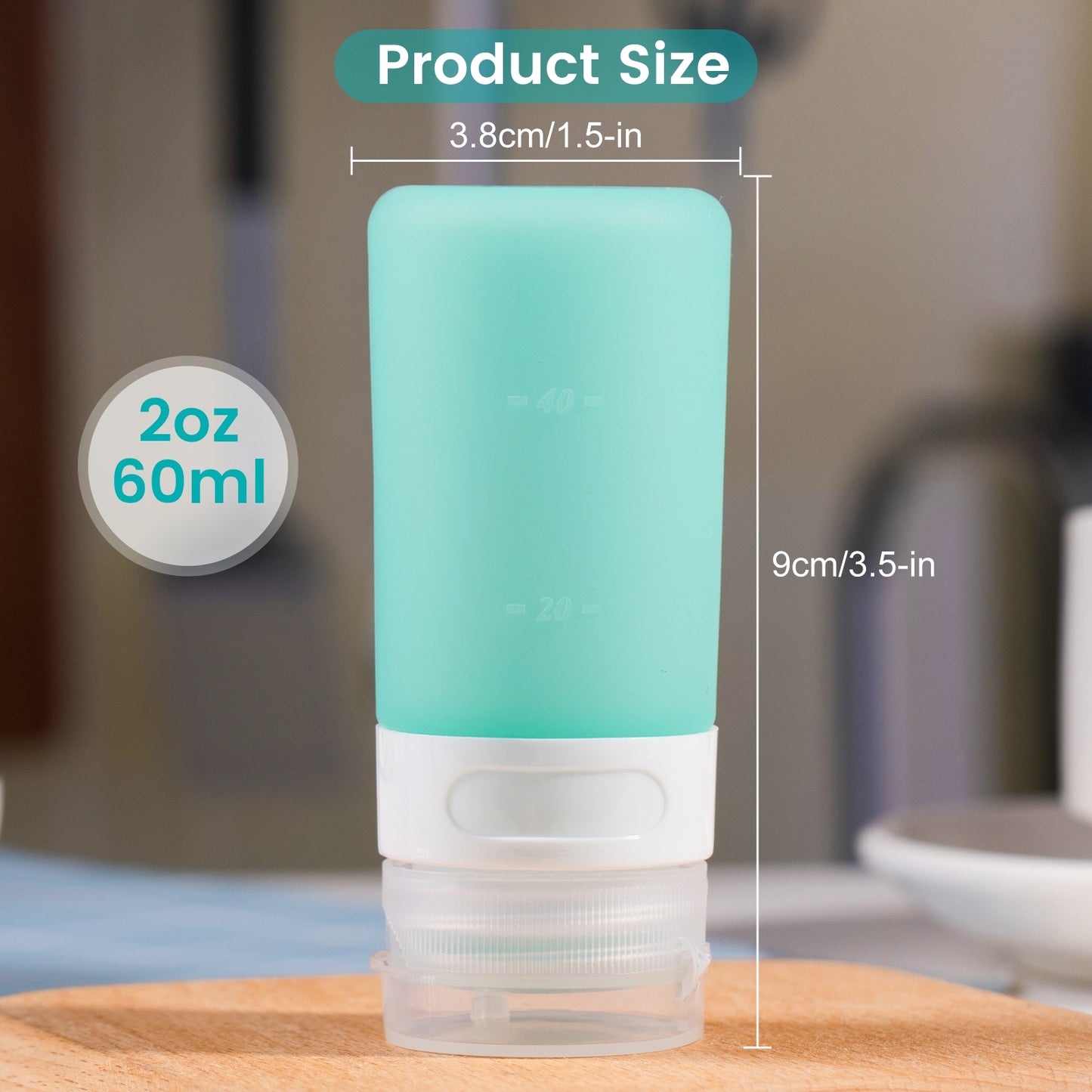 Mrsdry Condiment Squeeze Bottles for Sauces, 2-oz Mini Silicone Salad Dressing Container to Go with Snack Storage Bag, Leakproof Sauce Bottles for Lunch Box, 4 Pack, Mint