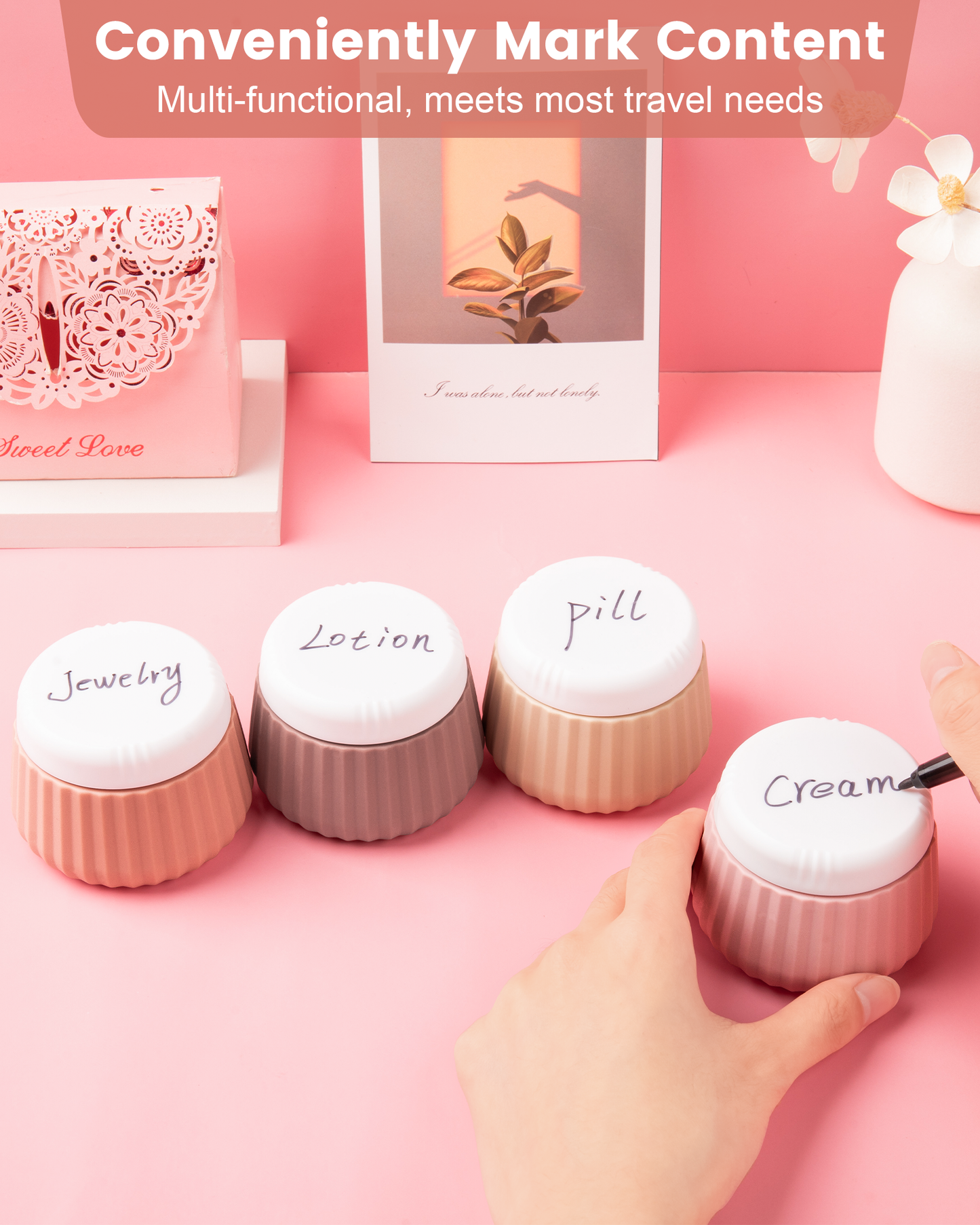 Mrsdry Travel Containers for Toiletries 4 Pack, TSA Approved Travel Size Toiletries, Travel Size Containers, With Clear Bag Leak Proof Silicone Jars, Travel Essentials Creams Jars Carrying Small Item