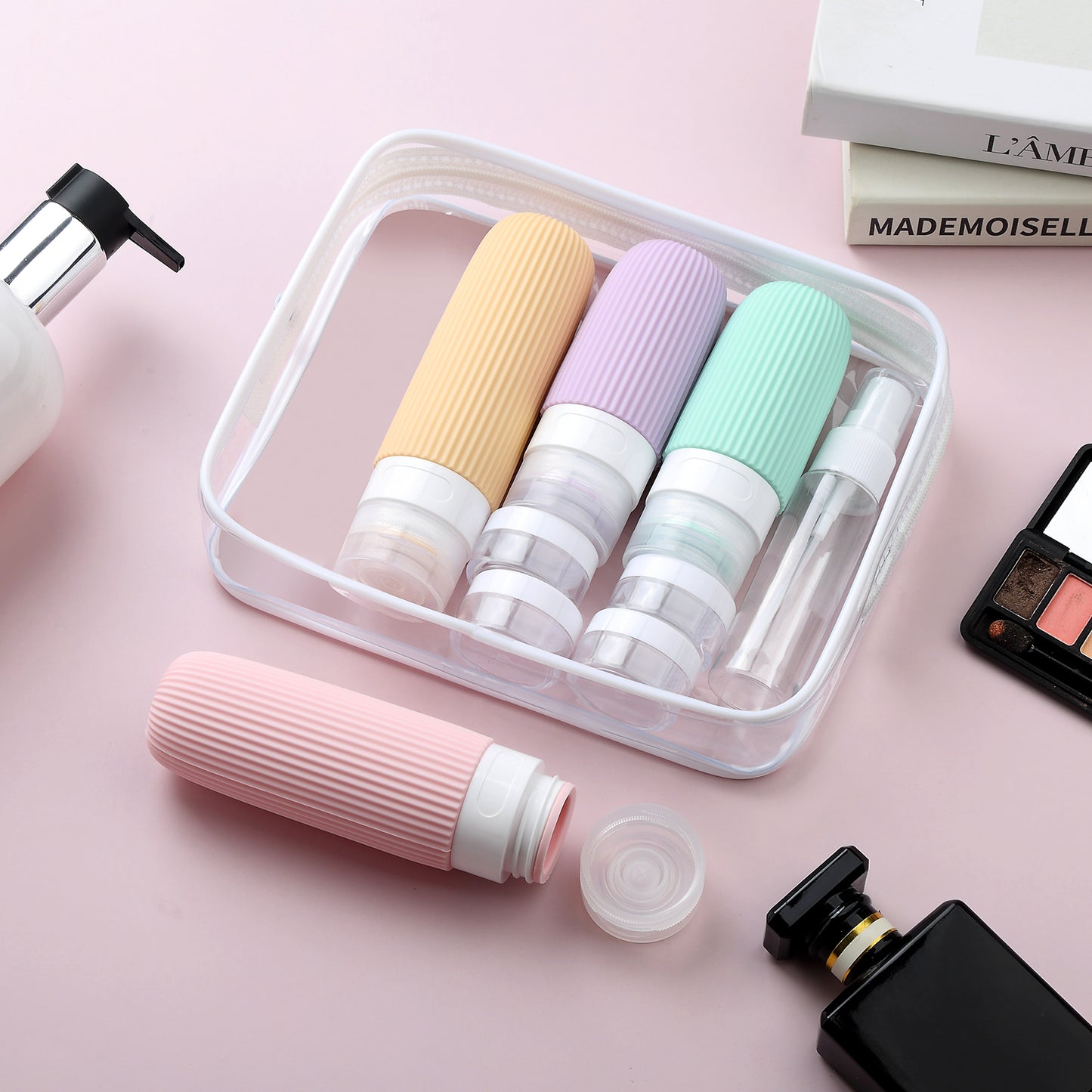 Mrsdry 16 Pack Travel Bottles Set, TSA Approved Leak Proof Silicone Squeezable Containers for Toiletries, Refillable Travel Accessories for Conditioner, Shampoo, Lotion & Body Wash Accessories