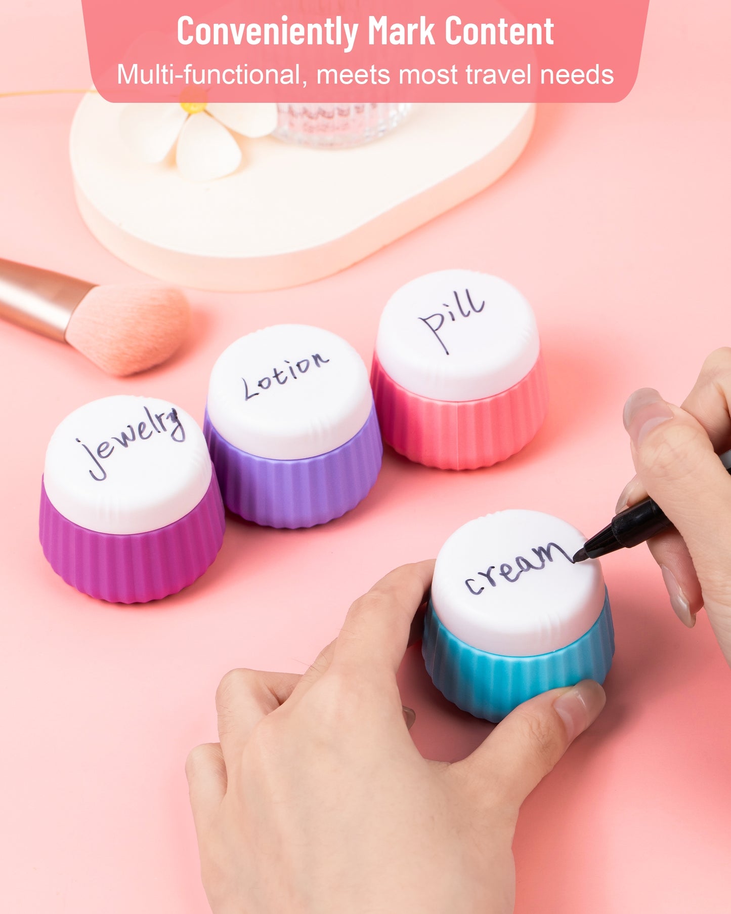 Mrsdry Travel Containers for Toiletries 4 Pack, TSA Approved Travel Size Toiletries, Portable Size Containers, With Clear Bag Leak Proof Silicone Jars, Essentials Creams Jars Carrying Small Items