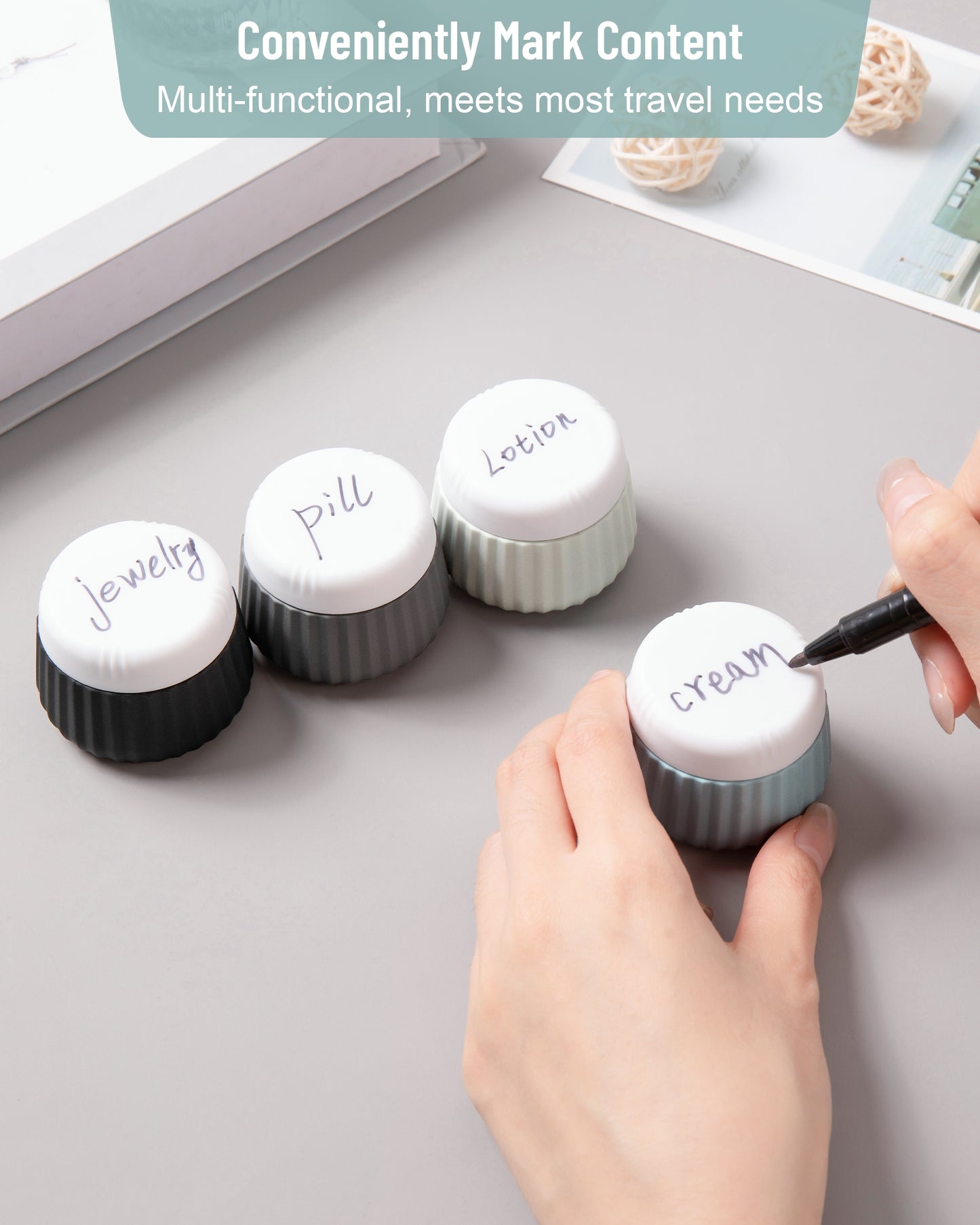 Mrsdry Travel Containers for Toiletries 4 Pack, TSA Approved Travel Size Toiletries, Portable Size Containers, With Clear Bag Leak Proof Silicone Jars, Essentials Creams Jars Carrying Small Items