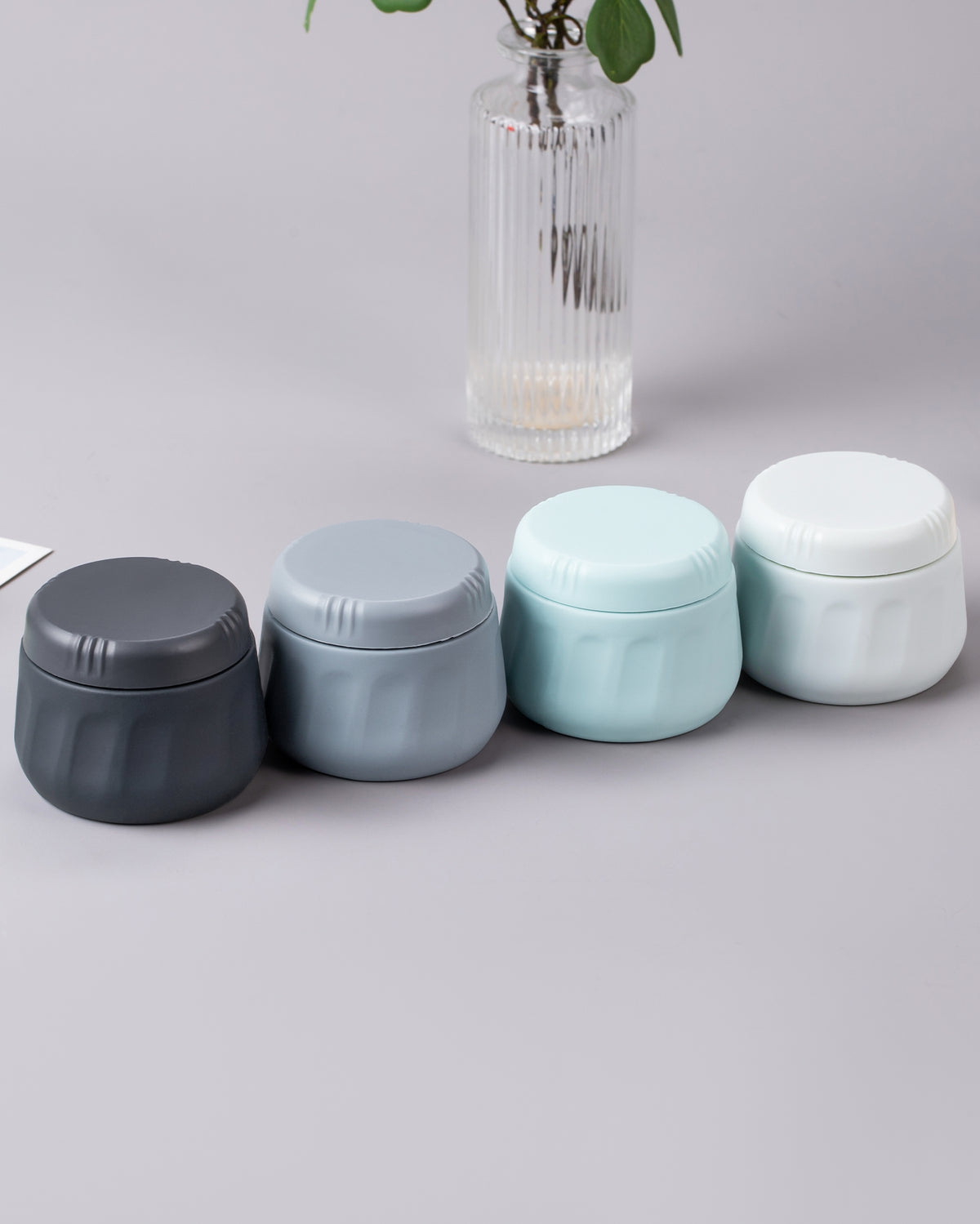 Mrsdry Travel Containers for Toiletries, TSA Approved Travel Size Toiletries 4 Pack, Refillable Containers, with Clear Bag, Leak Proof Silicone Jars, Essentials Creams Jars Carrying Small Items