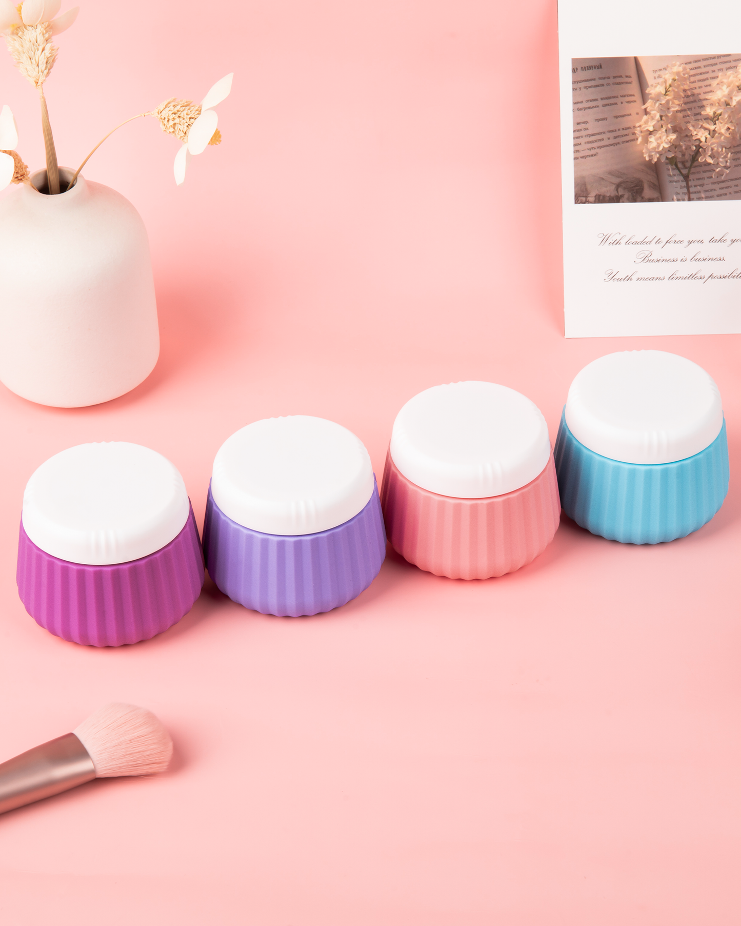 Mrsdry Travel Containers for Toiletries 4 Pack, TSA Approved Travel Size Toiletries, Travel Size Containers, With Clear Bag Leak Proof Silicone Jars, Travel Essentials Creams Jars Carrying Small Item