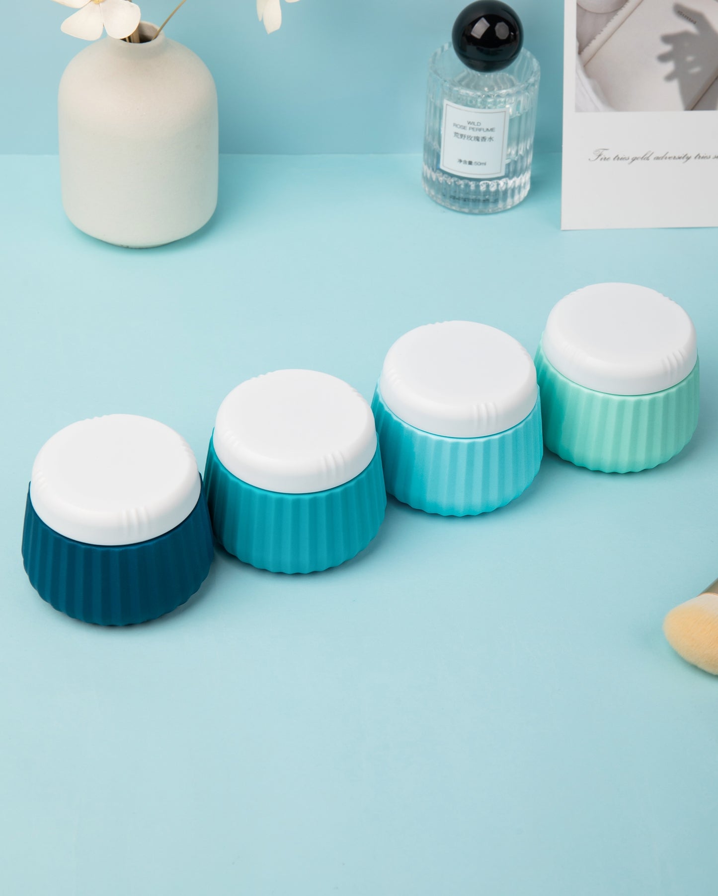 Mrsdry Travel Containers for Toiletries 4 Pack, TSA Approved Travel Size Toiletries, Travel Size Containers, With Clear Bag Leak Proof Silicone Jars, Travel Essentials Creams Jars Carrying Small Item