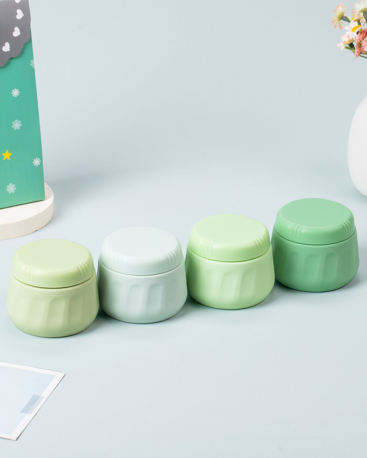 Mrsdry Travel Containers for Toiletries, TSA Approved Travel Size Toiletries 4 Pack, Refillable Containers, with Clear Bag, Leak Proof Silicone Jars, Essentials Creams Jars Carrying Small Items