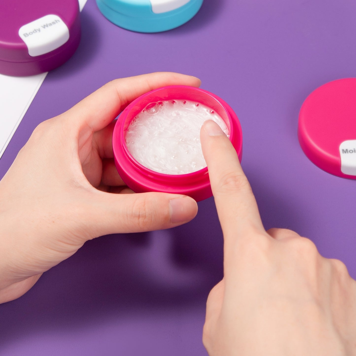 Mrsdry Travel Containers for Toiletries, Silicone Cream Jars TSA Approved Travel Size Containers with Clear Bag, Leak-proof Travel Accessories with Lid for Cosmetic Face Body Hand Cream (4 Pack)