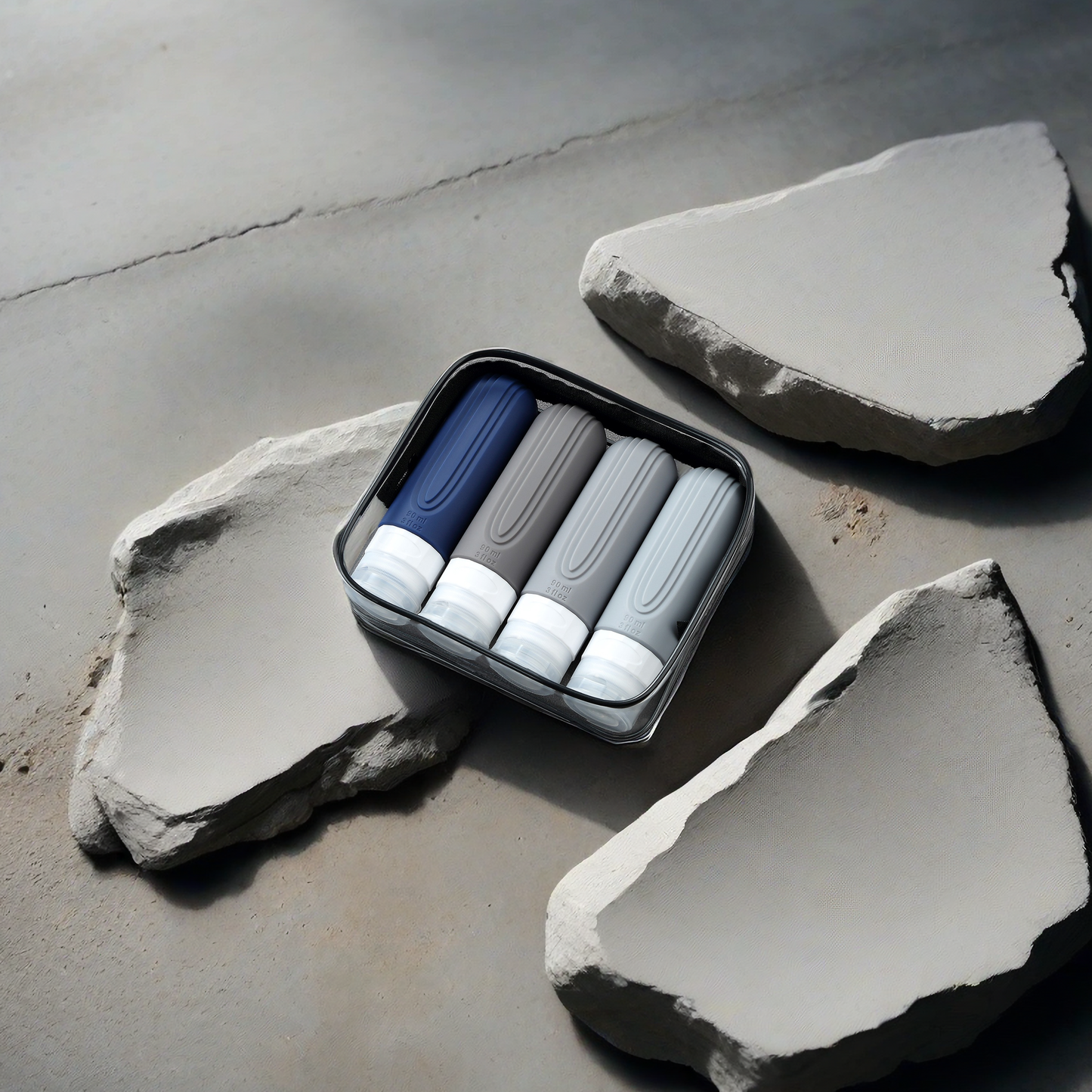 Mrsdry Travel Bottles for Toiletries, Tsa Approved 3oz Travel Size Containers BPA Free Leak Proof Refillable Liquid Silicone Squeezable Travel Accessories for Shampoo Conditioner Lotion (4 Pack)