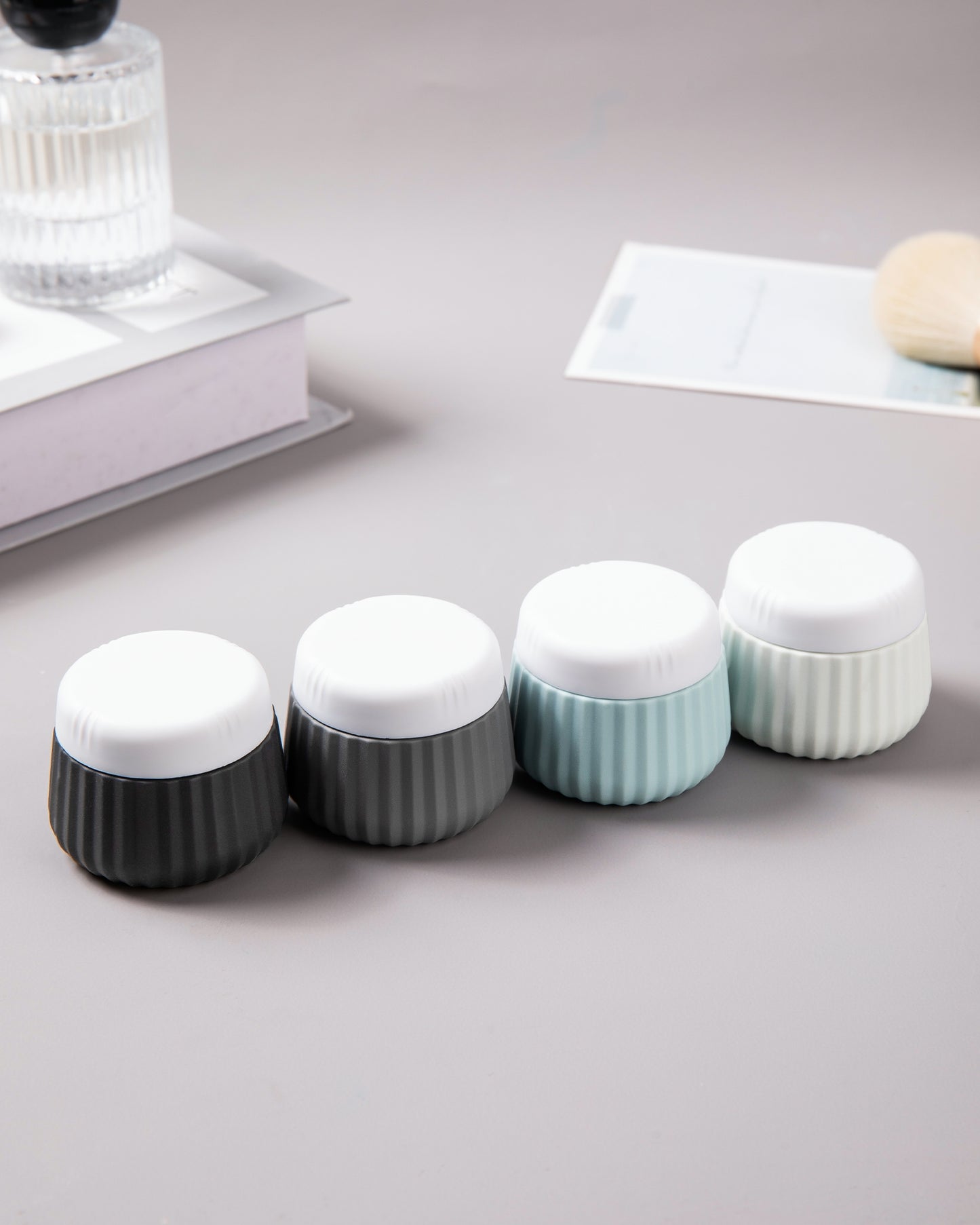 Mrsdry Travel Containers for Toiletries 4 Pack, TSA Approved Travel Size Toiletries, Portable Size Containers, With Clear Bag Leak Proof Silicone Jars, Essentials Creams Jars Carrying Small Items