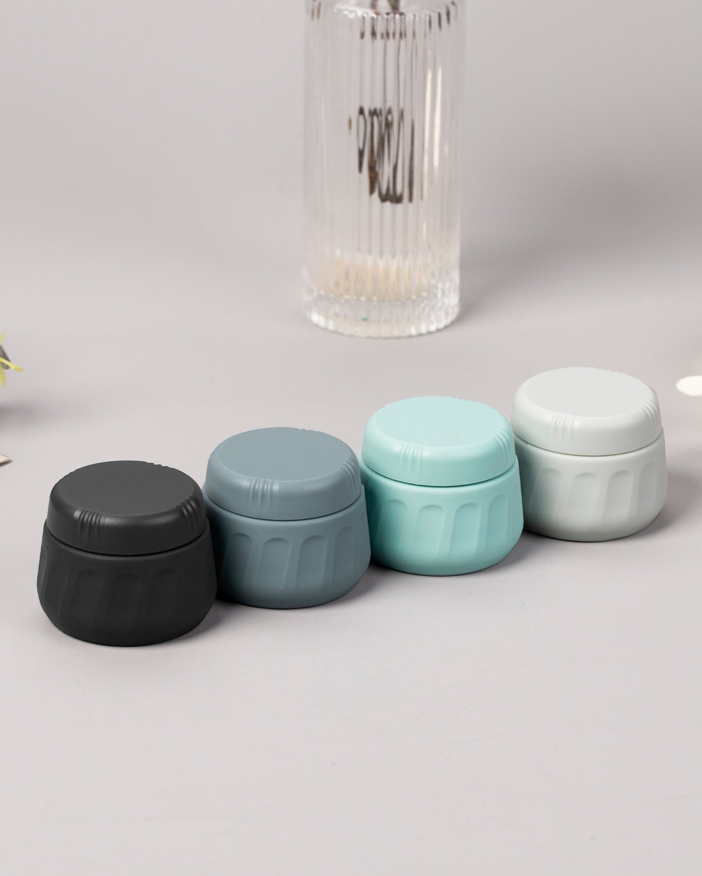 Mrsdry Travel Containers for Toiletries, TSA Approved Travel Size Toiletries 4 Pack, Refillable Containers, With Clear Bag, Leak Proof Silicone Jars, Essentials Creams Jars Carrying Small Items