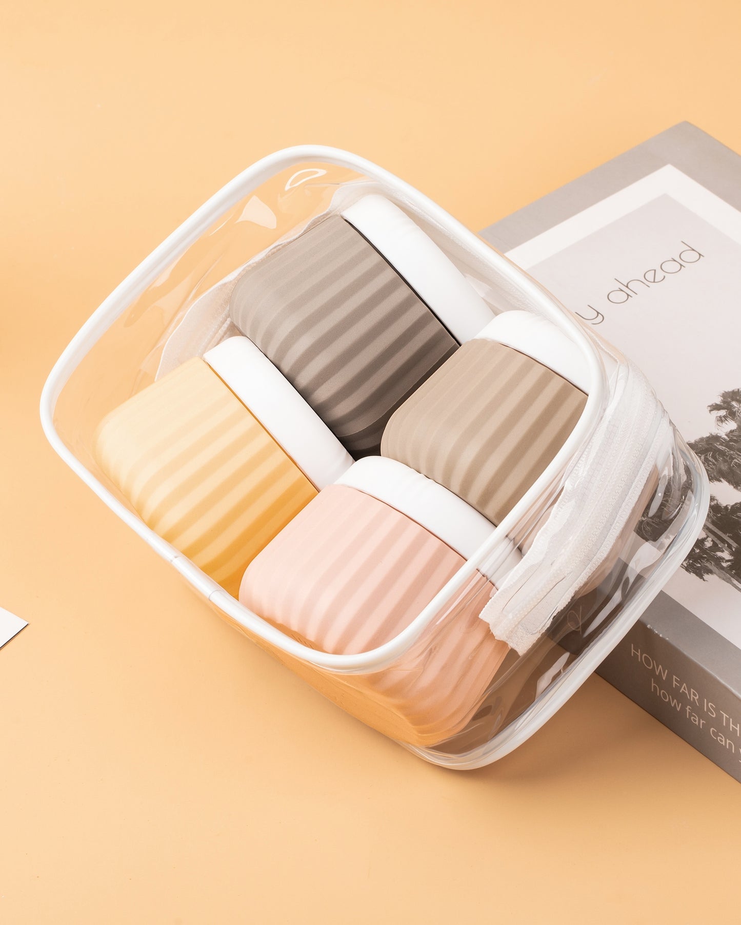 Mrsdry Travel Containers for Toiletries 4 Pack, TSA Approved Travel Size Toiletries, Travel Size Containers, With Clear Bag Leak Proof Silicone Jars, Travel Essentials Creams Jars Carrying Small Item