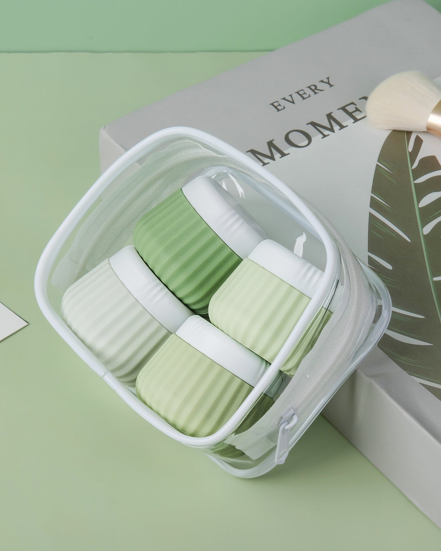 Mrsdry Travel Containers for Toiletries 4 Pack, TSA Approved Travel Size Toiletries, Travel Size Containers, With Clear Bag Leak Proof Silicone Jars, Travel Essentials Creams Jars Carrying Small Item