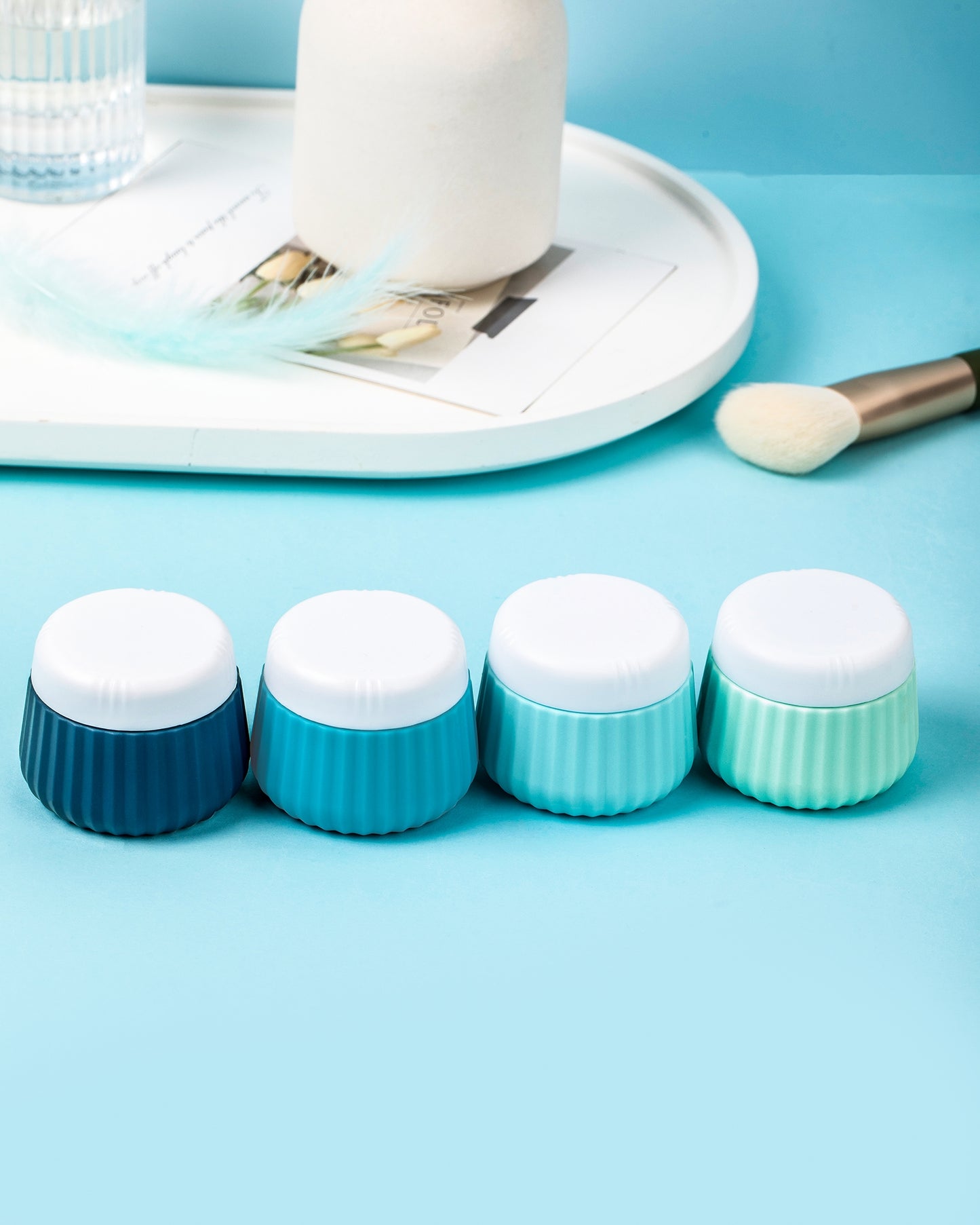 Mrsdry Travel Containers for Toiletries 4 Pack, TSA Approved Travel Size Toiletries, Portable Size Containers, With Clear Bag Leak Proof Silicone Jars, Essentials Creams Jars Carrying Small Items