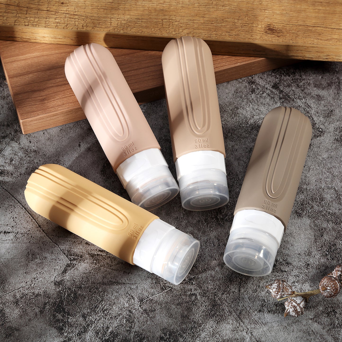 Mrsdry Travel Bottles for Toiletries, Tsa Approved 3oz Travel Size Containers BPA Free Leak Proof Refillable Liquid Silicone Squeezable Travel Accessories for Shampoo Conditioner Lotion (4 Pack)