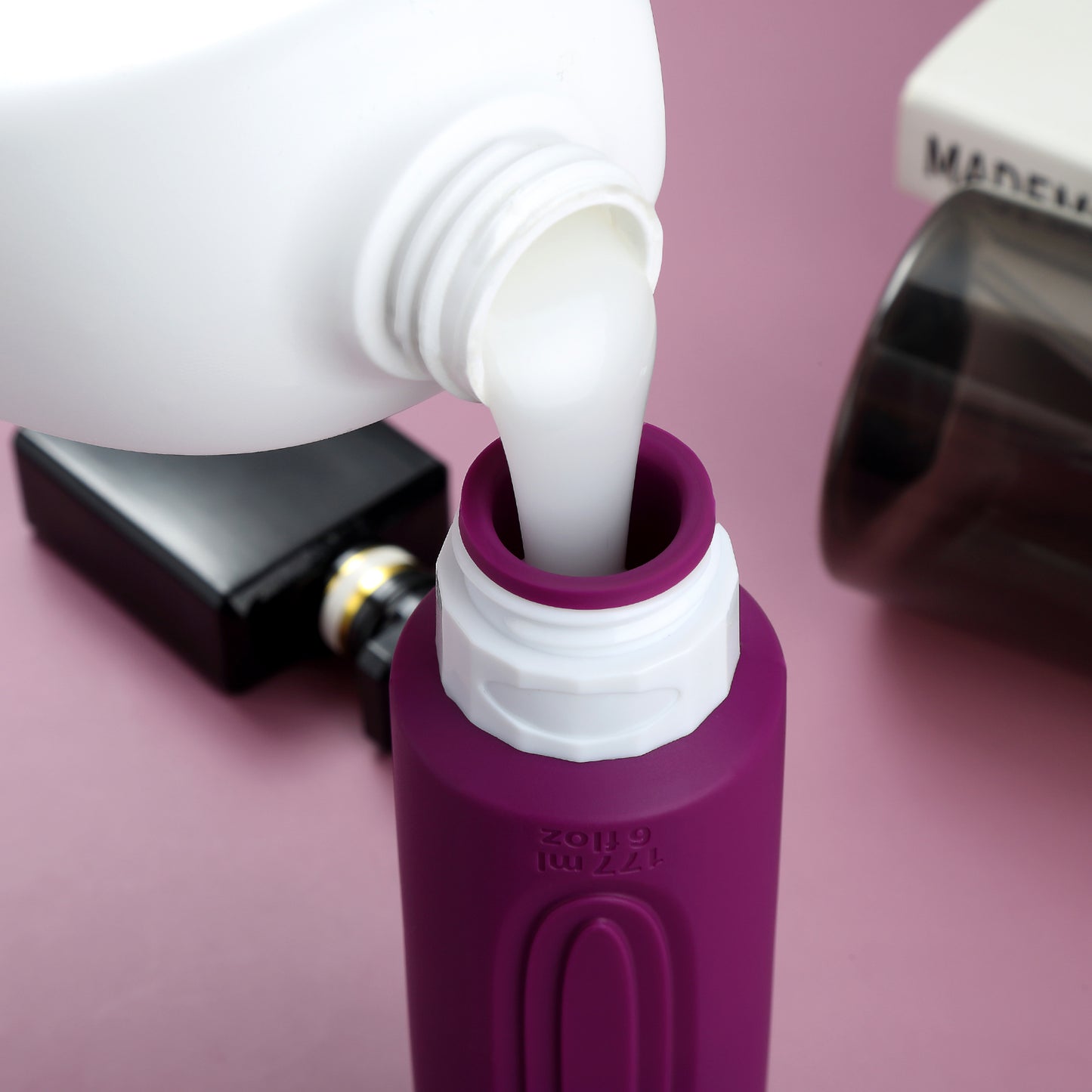 Mrsdry Travel Bottles for Toiletries, Large 6oz Oversize Containers, BPA Free Leak Proof Tubs Refillable Liquid Travel Accessories with Toiletry Bag for Cometic Shampoo and Lotion Soap (4 Pack)