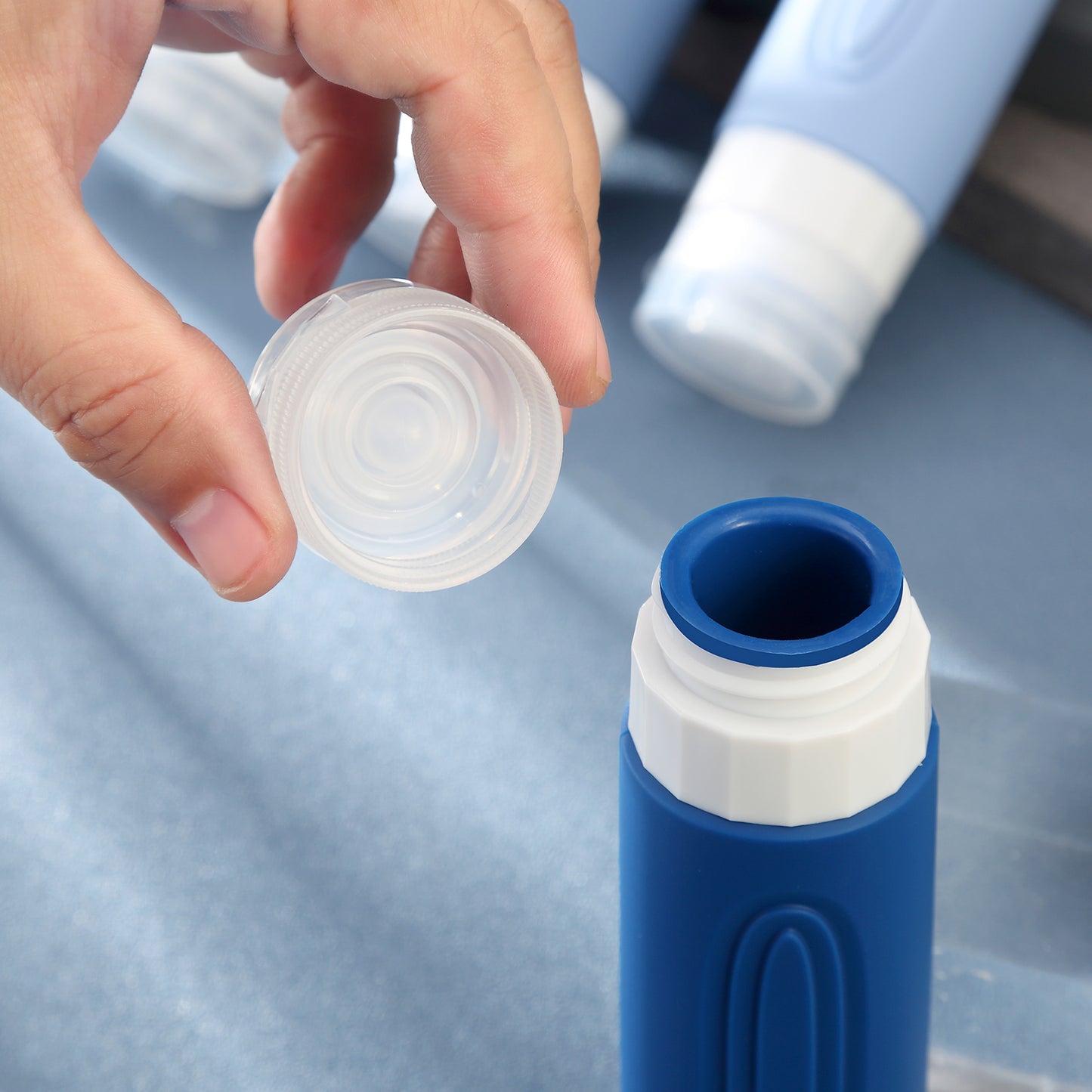 Mrsdry Travel Bottles for Toiletries, Tsa Approved 3oz Travel Size Containers BPA Free Leak Proof Refillable Liquid Silicone Squeezable Travel Accessories for Shampoo Conditioner Lotion (4 Pack)