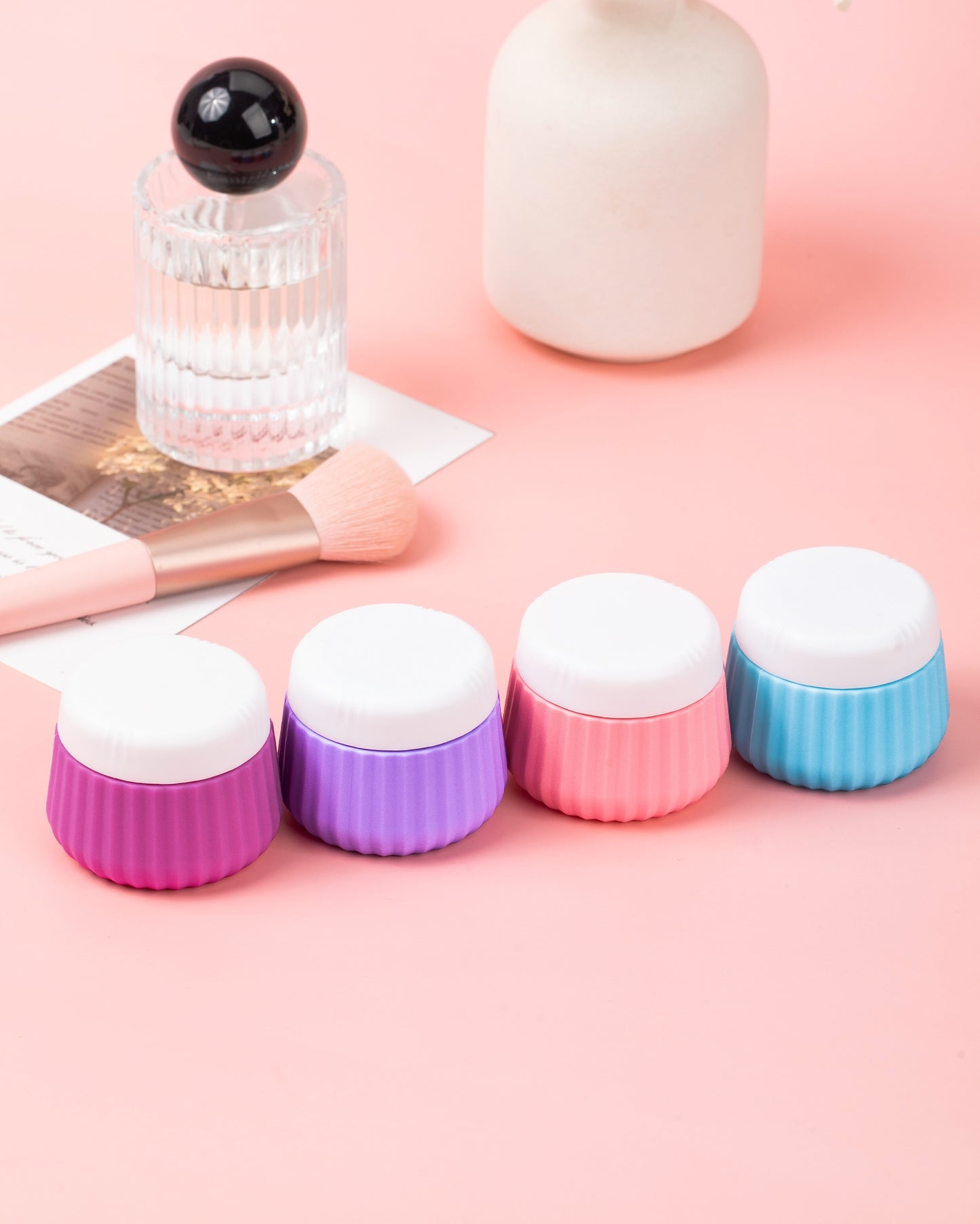 Mrsdry Travel Containers for Toiletries 4 Pack, TSA Approved Travel Size Toiletries, Portable Size Containers, With Clear Bag Leak Proof Silicone Jars, Essentials Creams Jars Carrying Small Items