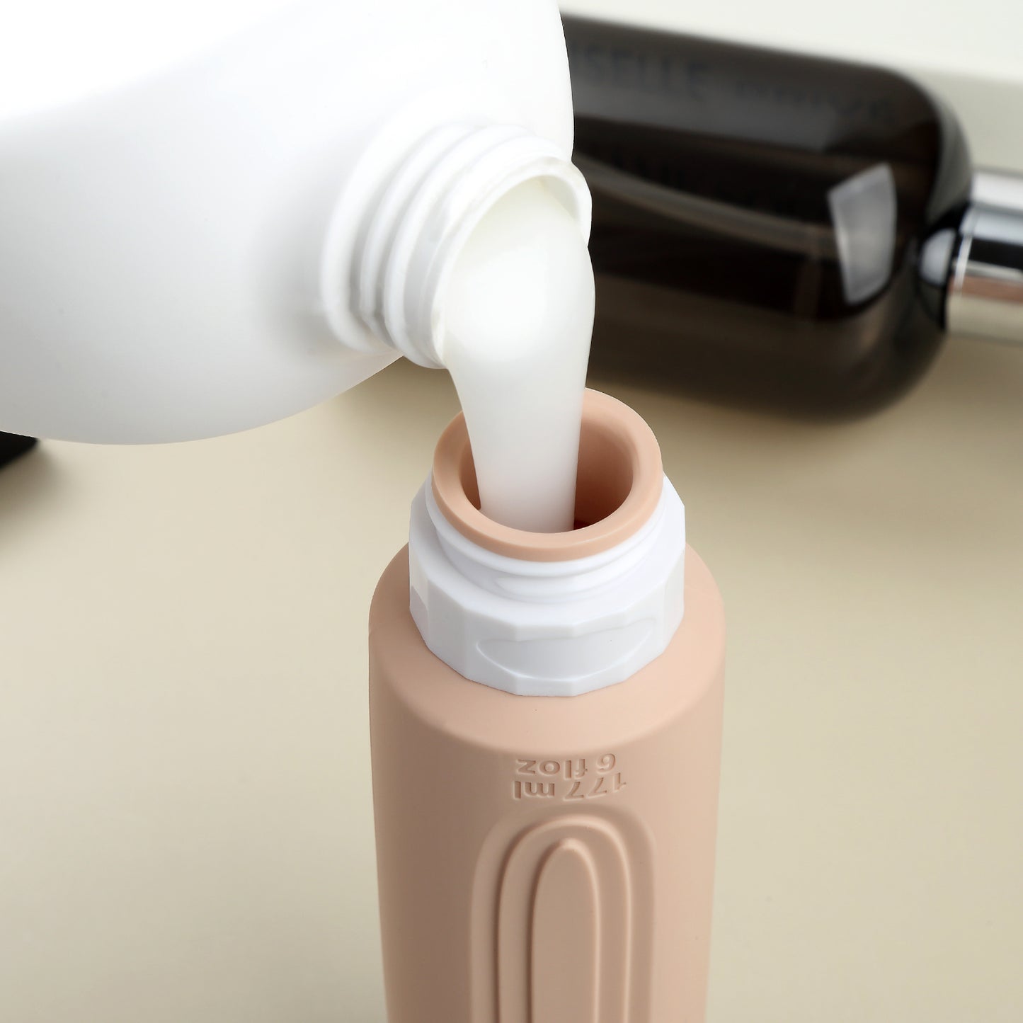 Mrsdry Travel Bottles for Toiletries, Large 6oz Oversize Containers, BPA Free Leak Proof Tubs Refillable Liquid Travel Accessories with Toiletry Bag for Cometic Shampoo and Lotion Soap (4 Pack)