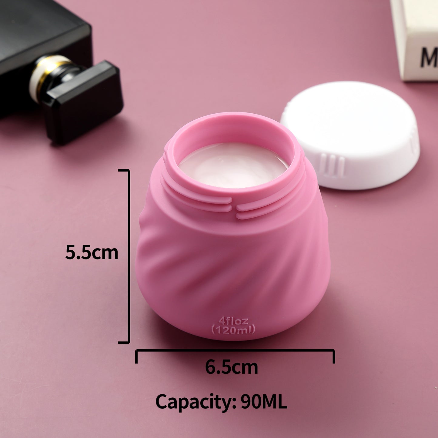 Mrsdry Travel Containers for Toiletries, Silicone Cream Jars TSA Approved Travel Size Containers with Clear Bag, Leak-proof Travel Accessories with Lid for Cosmetic Face Body Hand Cream (4 Pack)