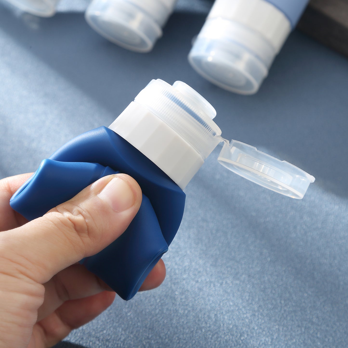 Mrsdry Travel Bottles for Toiletries, Tsa Approved 3oz Travel Size Containers BPA Free Leak Proof Refillable Liquid Silicone Squeezable Travel Accessories for Shampoo Conditioner Lotion (4 Pack)