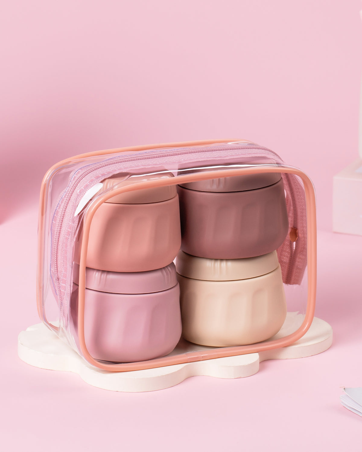 Mrsdry Travel Containers for Toiletries, TSA Approved Travel Size Toiletries 4 Pack, Refillable Containers, with Clear Bag, Leak Proof Silicone Jars, Essentials Creams Jars Carrying Small Items