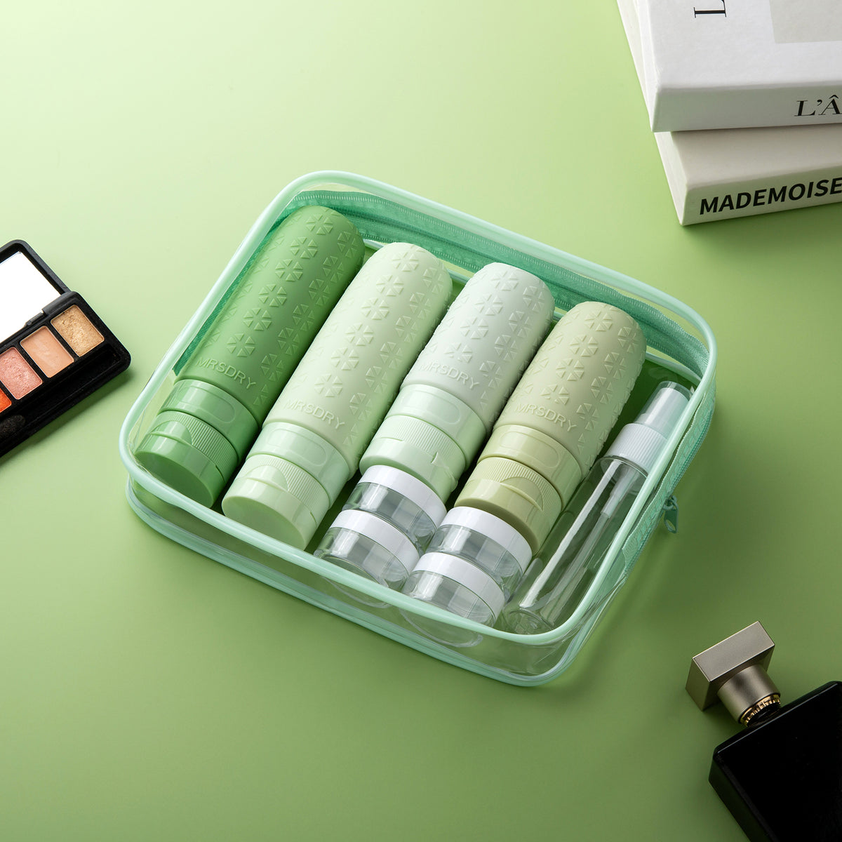 Mrsdry Travel Size Toiletries, TSA Approved Silicone Travel Containers for Toiletries, Leak Proof Refillable Liqus Shampoo And Conditioner travel Essentials toiletry Bottles (18 Pack)