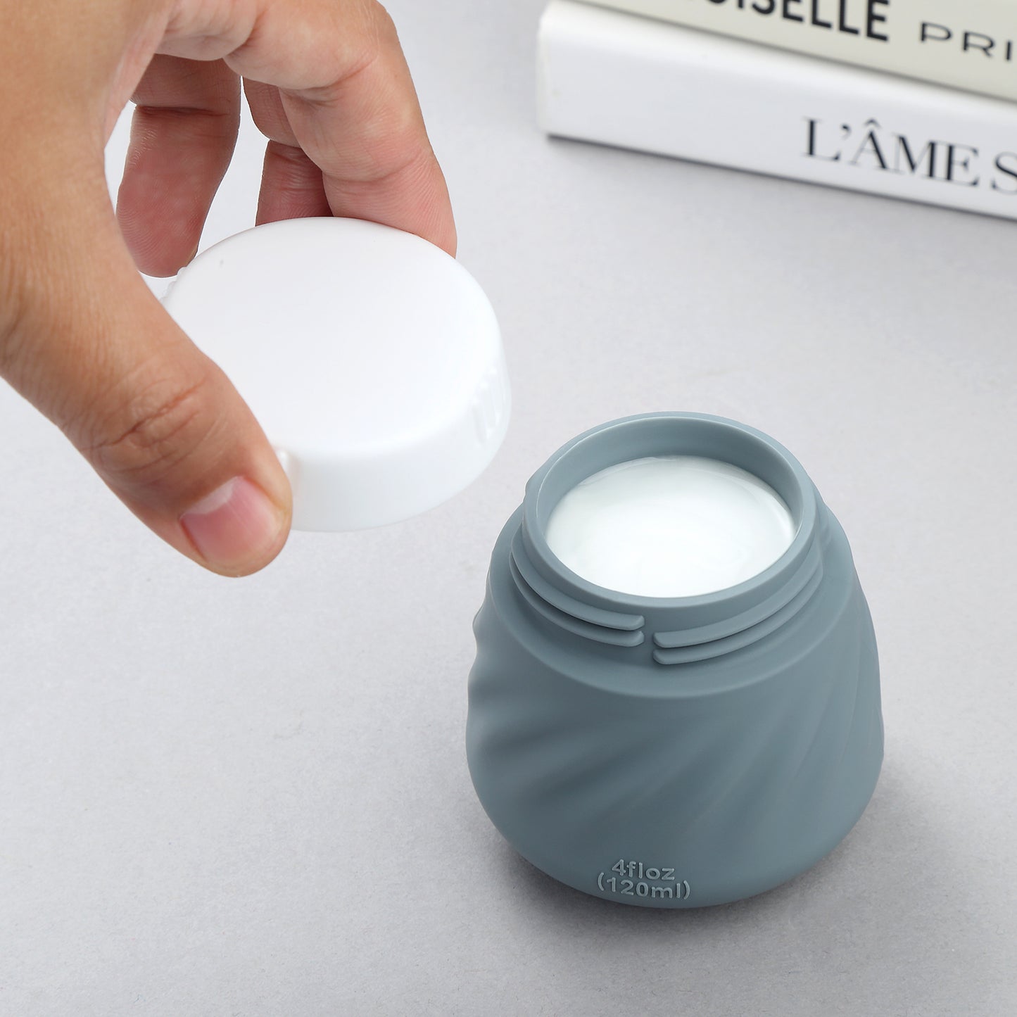 Mrsdry Travel Containers for Toiletries, Silicone Cream Jars TSA Approved Travel Size Containers with Clear Bag, Leak-proof Travel Accessories with Lid for Cosmetic Face Body Hand Cream (4 Pack)