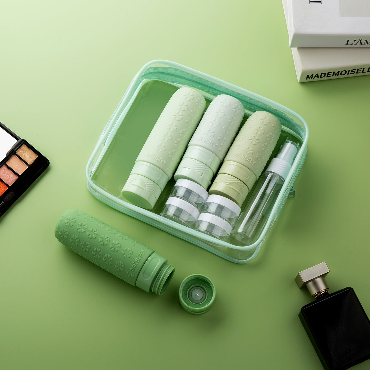 Mrsdry Travel Size Toiletries, TSA Approved Silicone Travel Containers for Toiletries, Leak Proof Refillable Liqus Shampoo And Conditioner travel Essentials toiletry Bottles (18 Pack)
