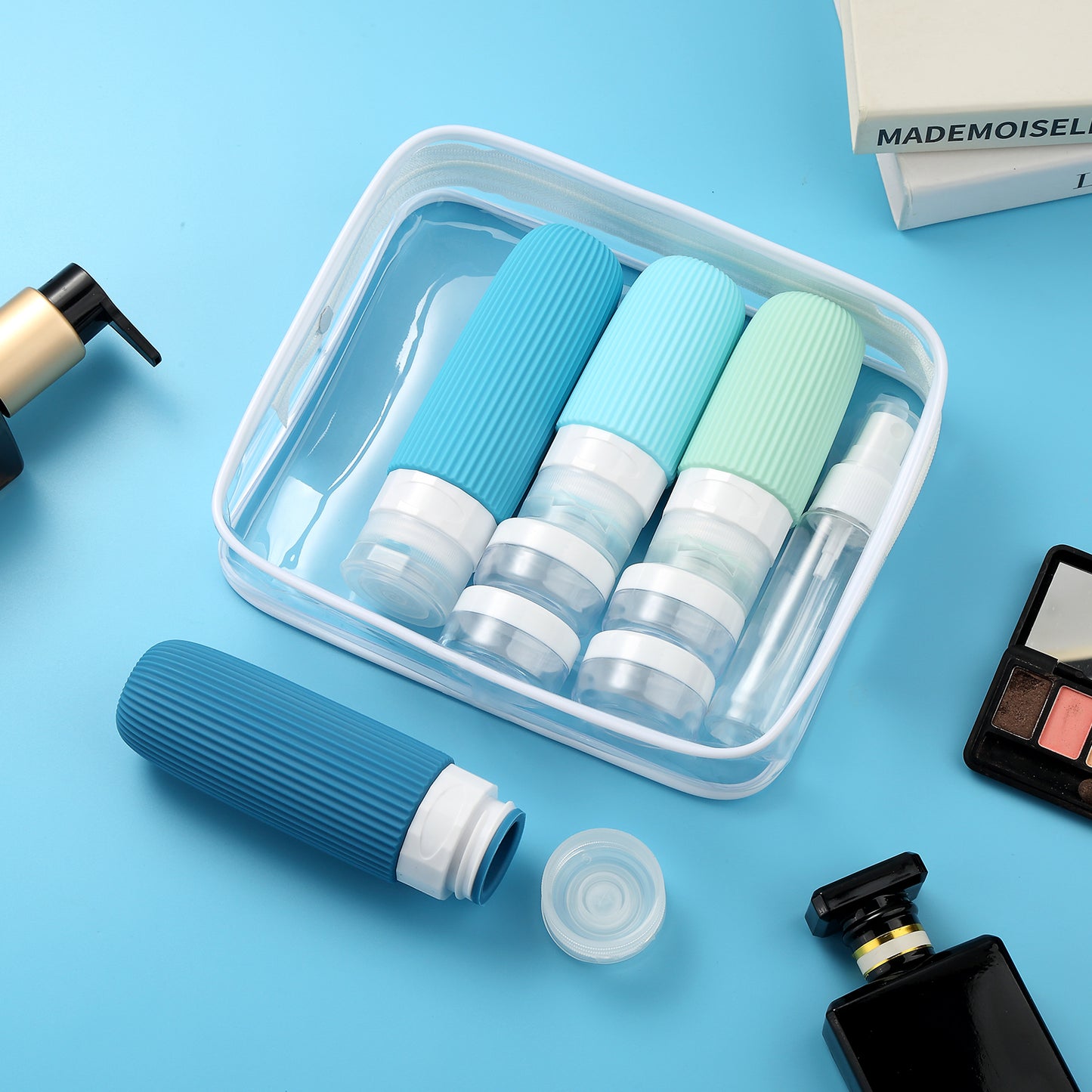Mrsdry 16 Pack Travel Bottles Set, TSA Approved Leak Proof Silicone Squeezable Containers for Toiletries, Refillable Travel Accessories for Conditioner, Shampoo, Lotion & Body Wash Accessories